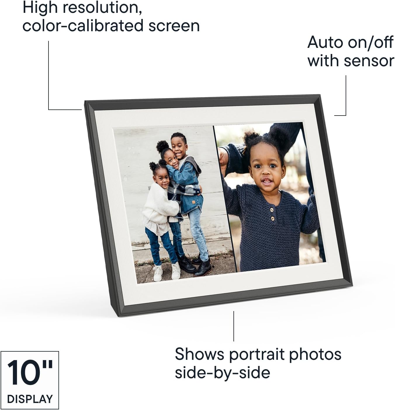 Aura Digital Picture Frame - 10.1" HD Mat Display | Wirecutter's Best Digital Frame for Gifting - Send Photos Directly from Your Phone from Anywhere | Quick & Easy Setup Over WiFi - Free App | Black