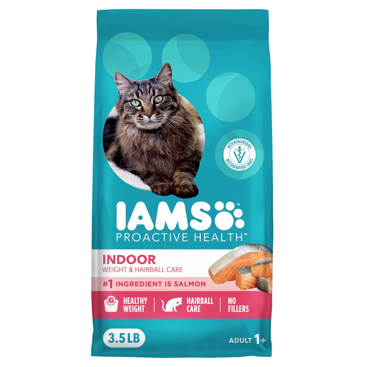 IAMS Proactive Health Indoor Weight Control & Hairball Care Adult Dry Cat Food, Chicken & Turkey Recipe, 7 lb. Bag