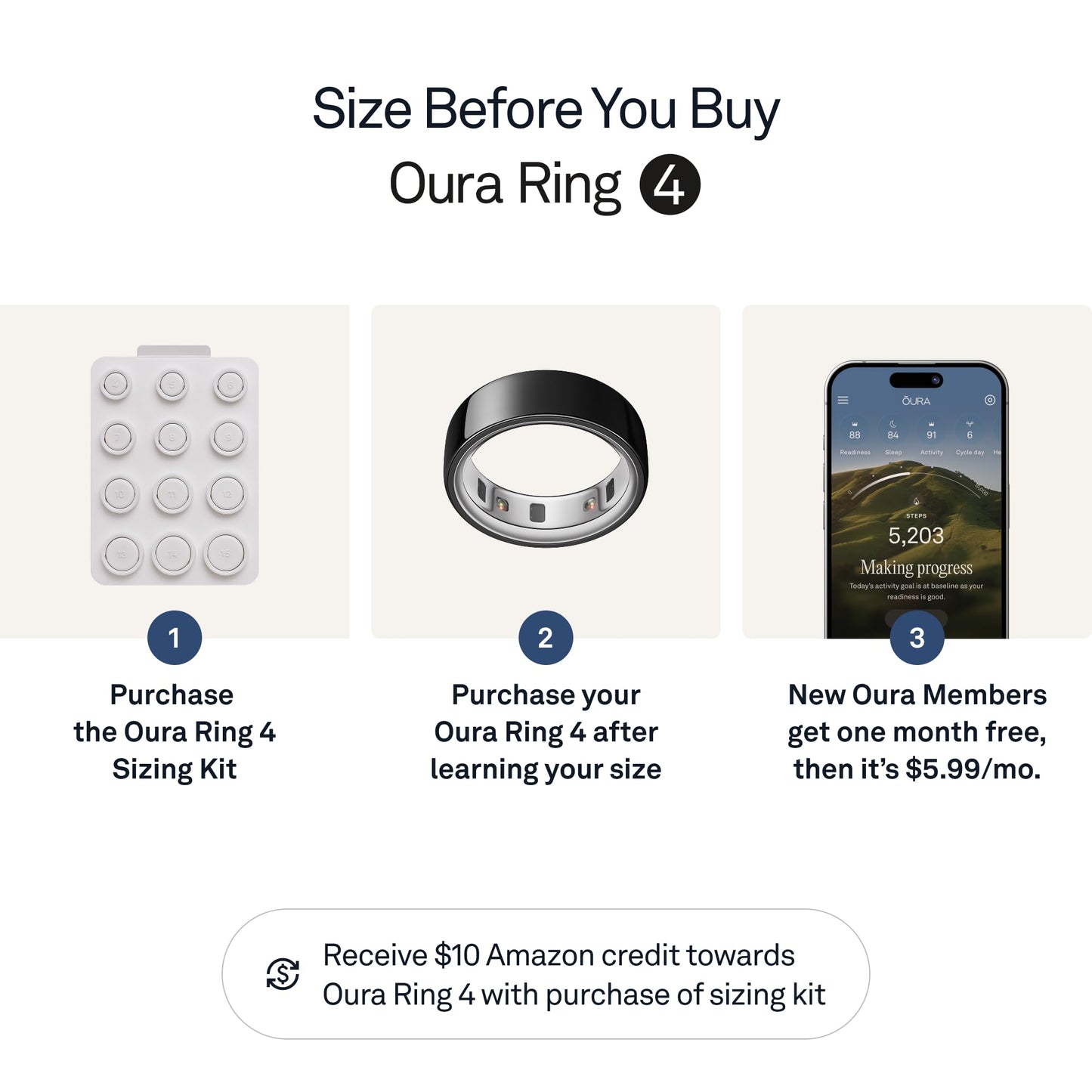 Oura Ring 4 - Gold - Size 7 - Size Before You Buy