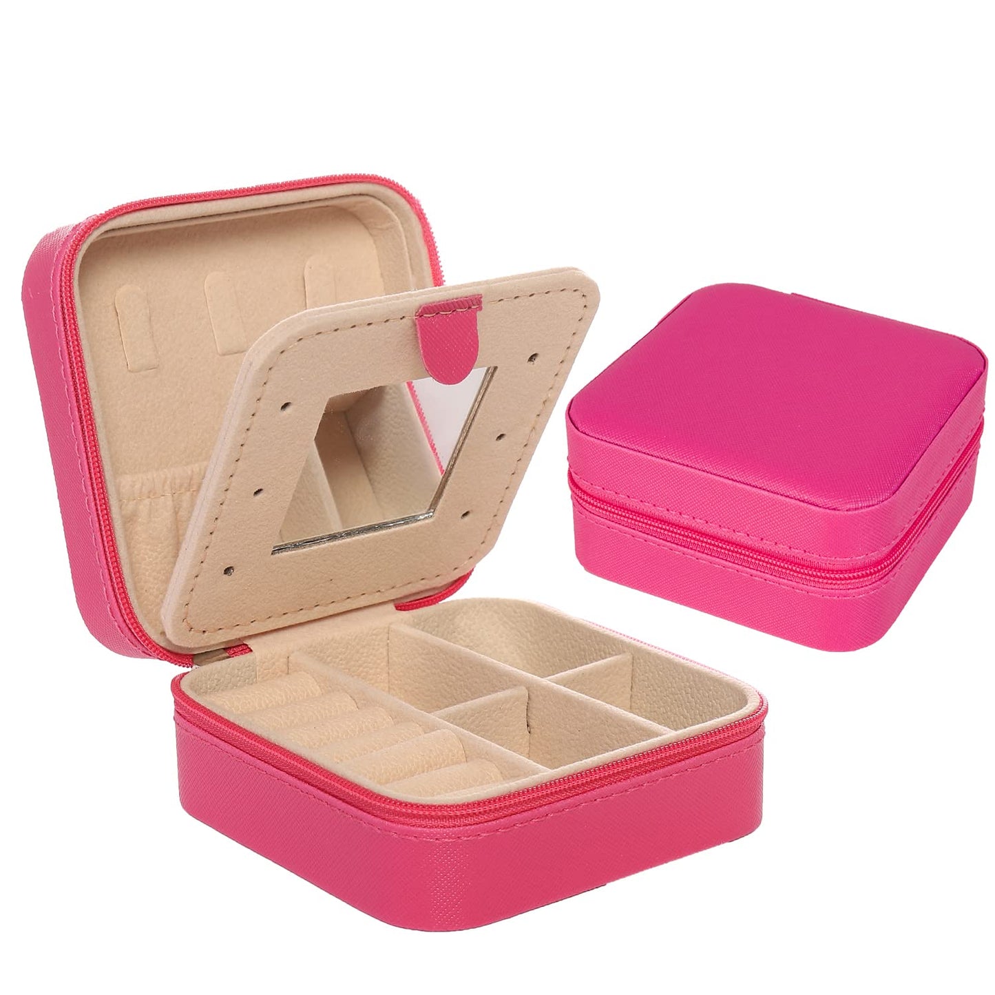 KElofoN Travel jewelry case Travel jewelry box Travel Jewelry Organizer Small box Gift for Girls Women with Mirror(Green)