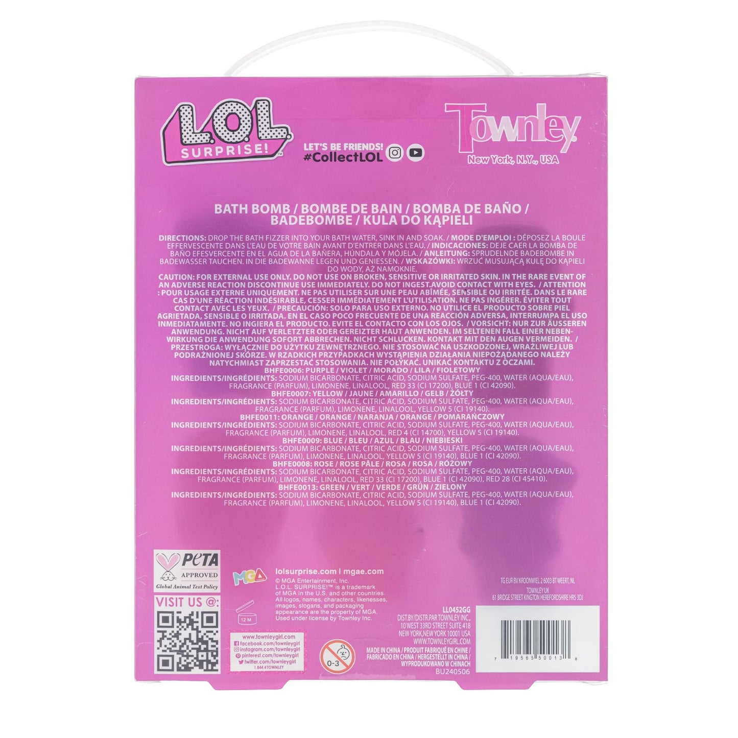 Hot Wheels 6 Piece Bath Bombs for Kids, Bubble Gum Scented, Bath Toys for Kids, Ages 3+, by Townley Girl