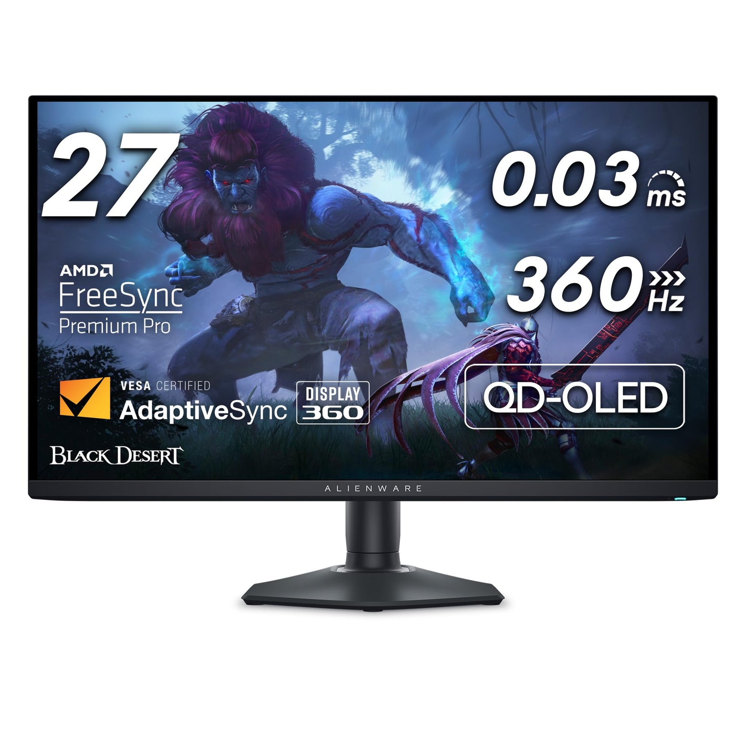Alienware AW3423DWF Curved QD-OLED Gaming Monitor - 34-inch Quantum Dot OLED 0.1Ms 165Hz 21:9 Curved Display, 99.3% DCI-P3 Color Gamut, VESA DisplayHDR True Black 400, AMD FreeSync Premium Pro - Black
