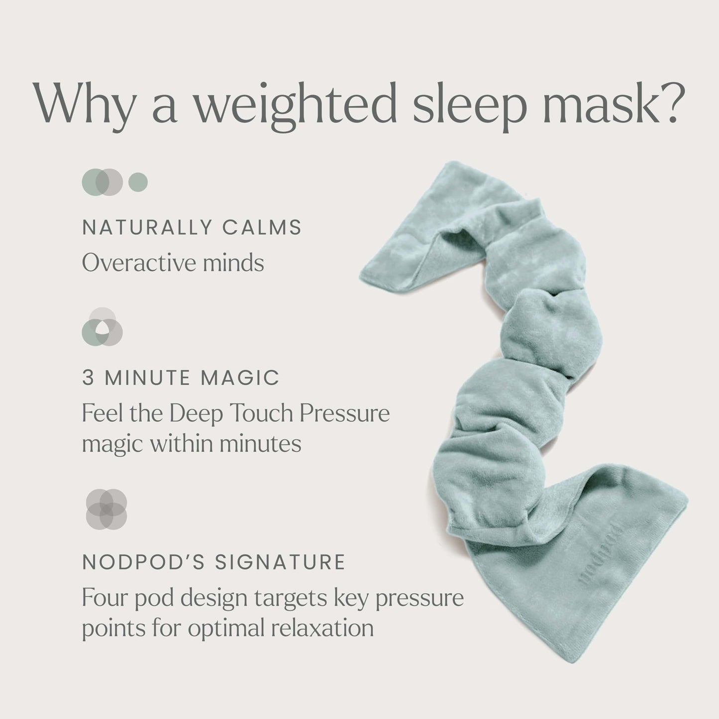 Nodpod Gentle Pressure Sleep Mask | Patented Light Blocking Design for Sleeping, Traveling & Relaxation - Black Onyx