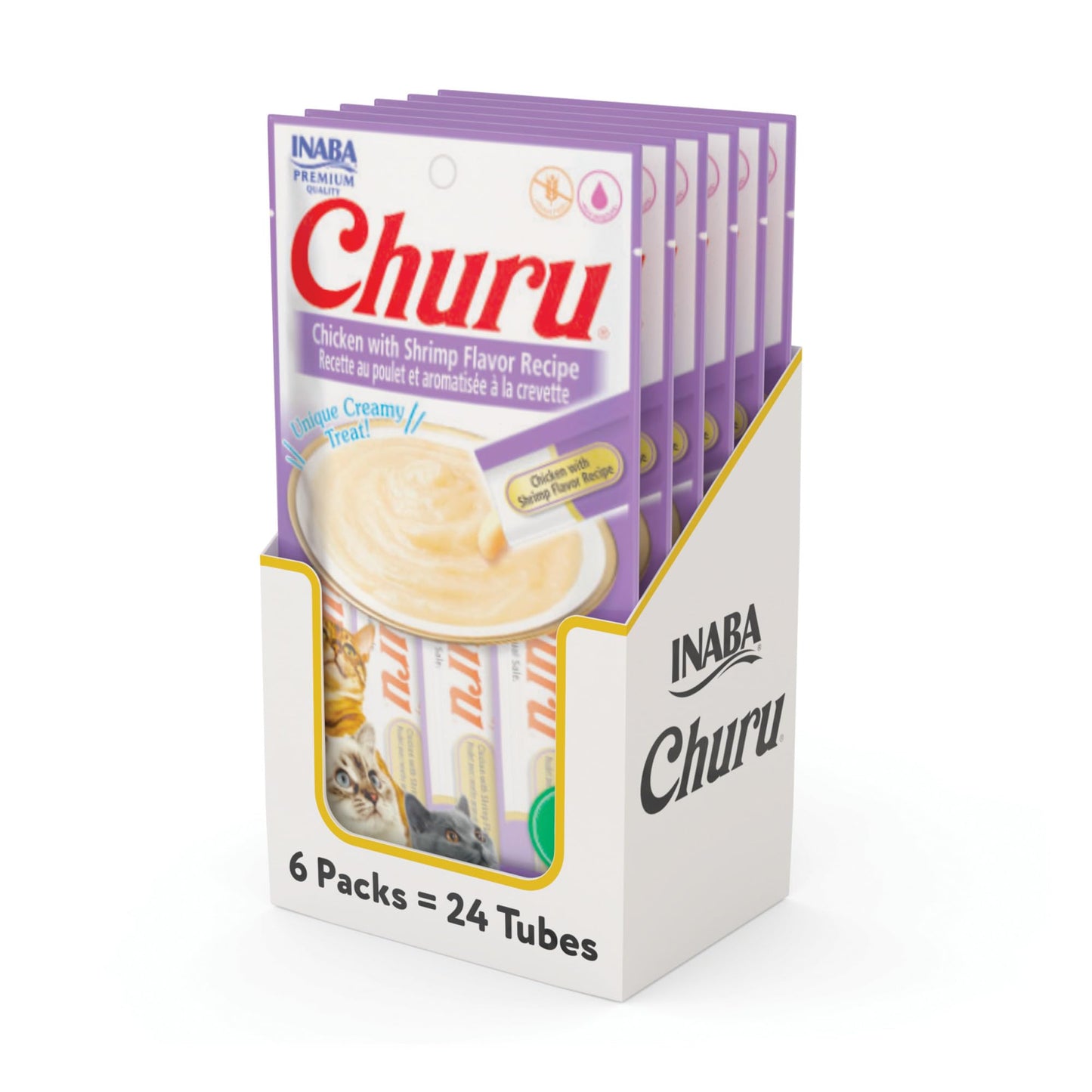 INABA Churu Cat Treats, Grain-Free, Lickable, Squeezable Creamy Purée Cat Treat/Topper, 60 Servings, Chicken Variety Box