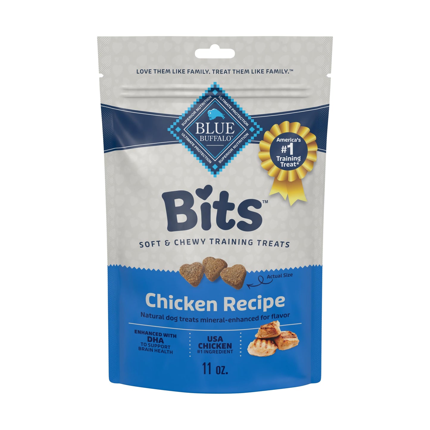 Blue Buffalo Bits Soft Dog Treats for Training, Made With Natural Ingredients & Enhanced with DHA, Chicken Recipe, 19-oz Bag