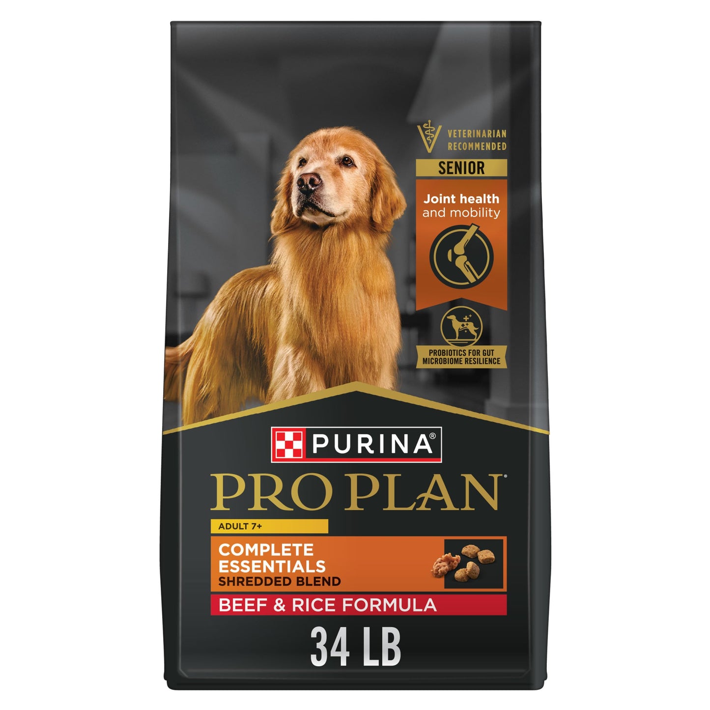 Purina Pro Plan Complete Essentials Shredded Blend Chicken and Rice Dog Food Dry Formula with Probiotics for Dogs - 35 lb. Bag