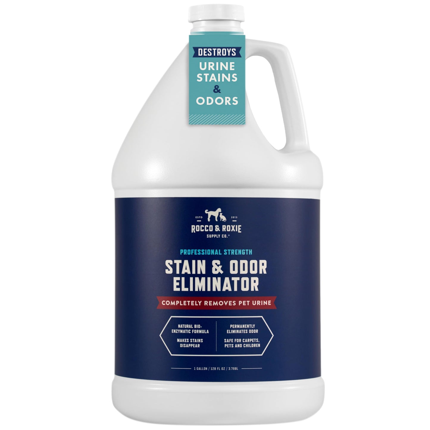 Rocco & Roxie Supply Co. Stain & Strong Odor Eliminator, Enzyme Cleaner, Pet Odor Eliminator for Home - Carpet Stain Remover for Cats & Dog Pee - Urine Destroyer - Carpet Cleaner Spray Clear, 32 Fl Oz