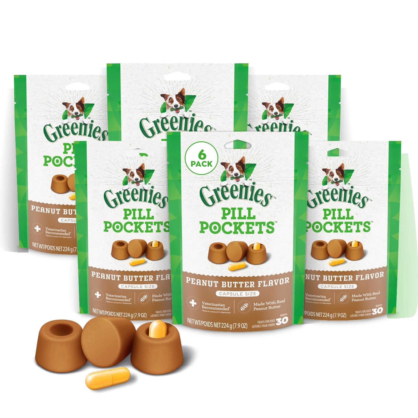 Greenies Pill Pockets for Dogs Large Size, Soft Dog Treats, with Real Peanut Butter, 15.8 oz. Pouch (60 Treats)