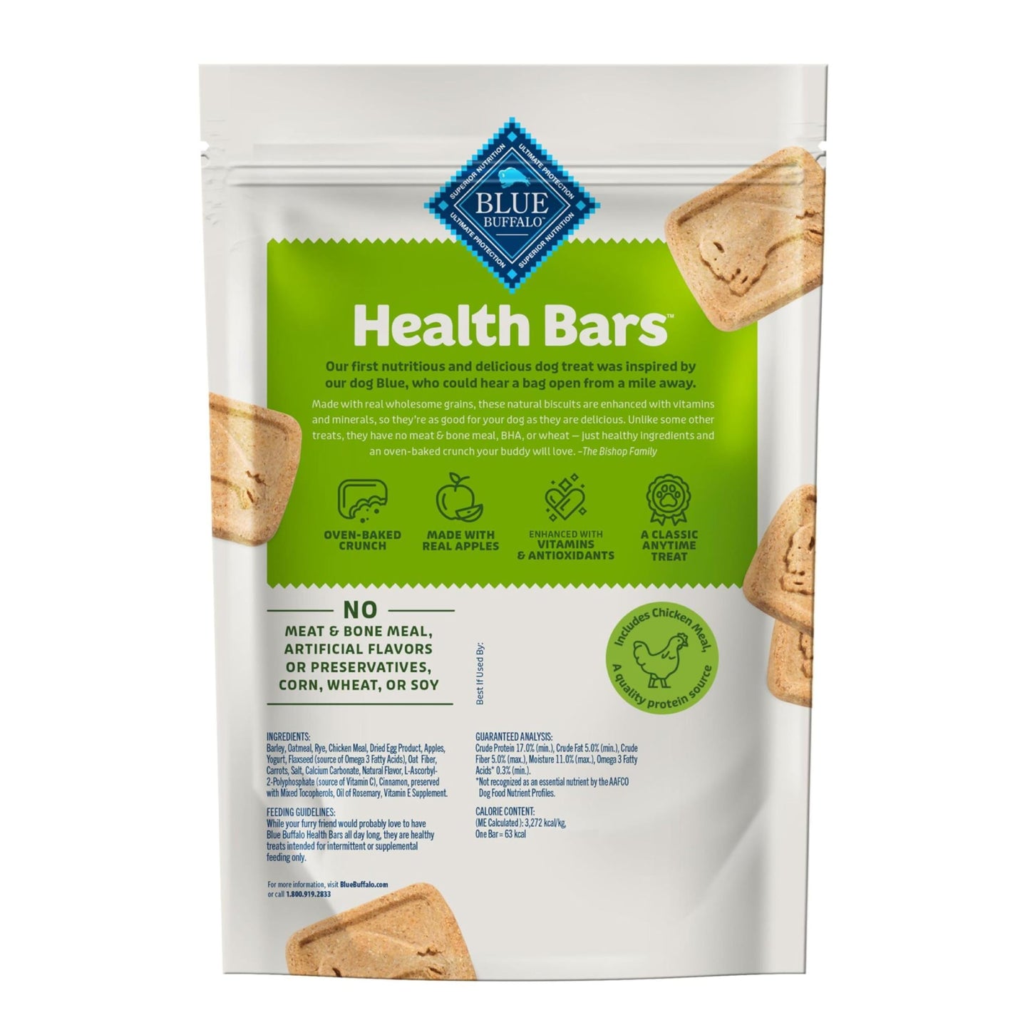 Blue Buffalo Health Bars Crunchy Dog Biscuits, Oven-Baked With Natural Ingredients, Pumpkin & Cinnamon, 16-oz Bag