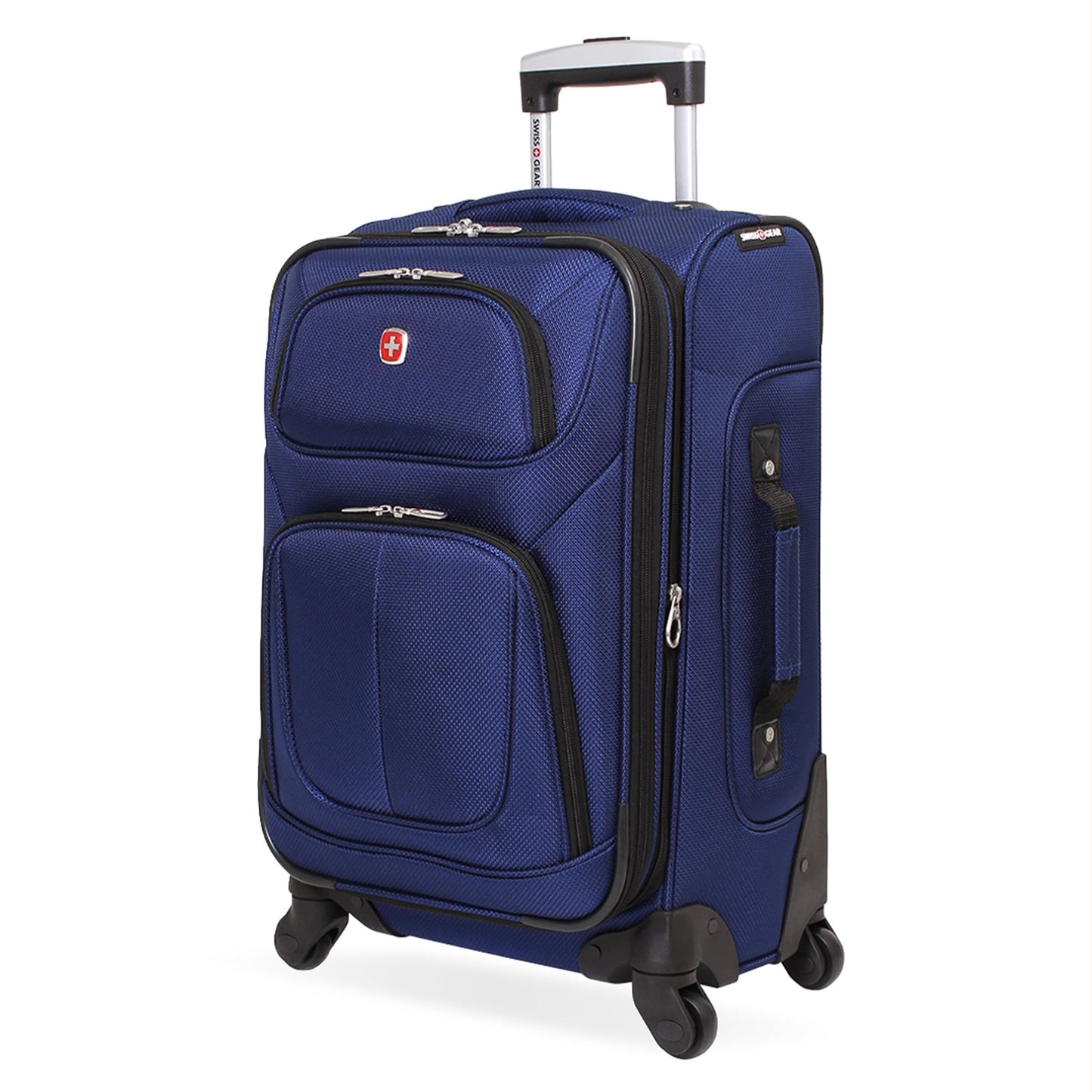SwissGear Sion Softside Expandable Luggage – Medium Checked Suitcase with 360 Degree Wheels & Retractable Handle – 25 Inch, Perfect for 1-7 Night Trips – Blue