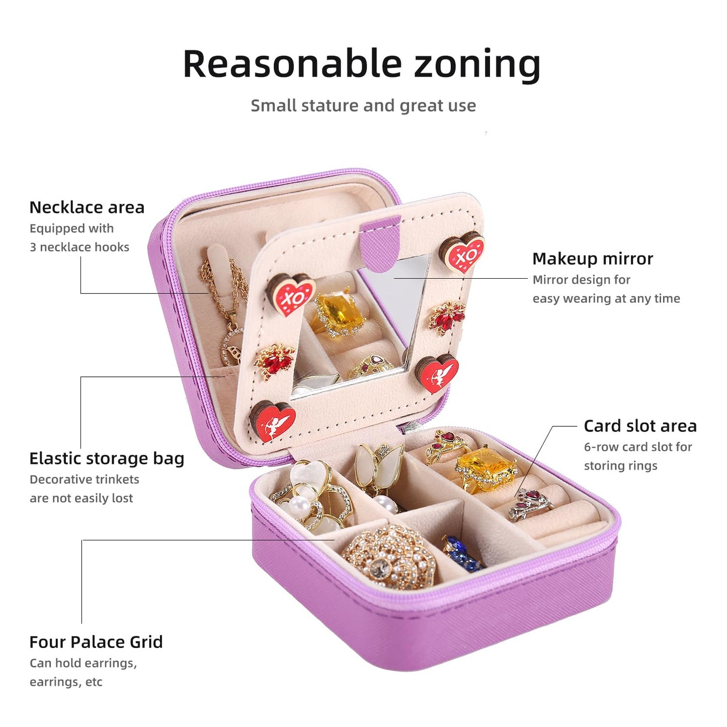 KElofoN Travel jewelry case Travel jewelry box Travel Jewelry Organizer Small box Gift for Girls Women with Mirror(Green)