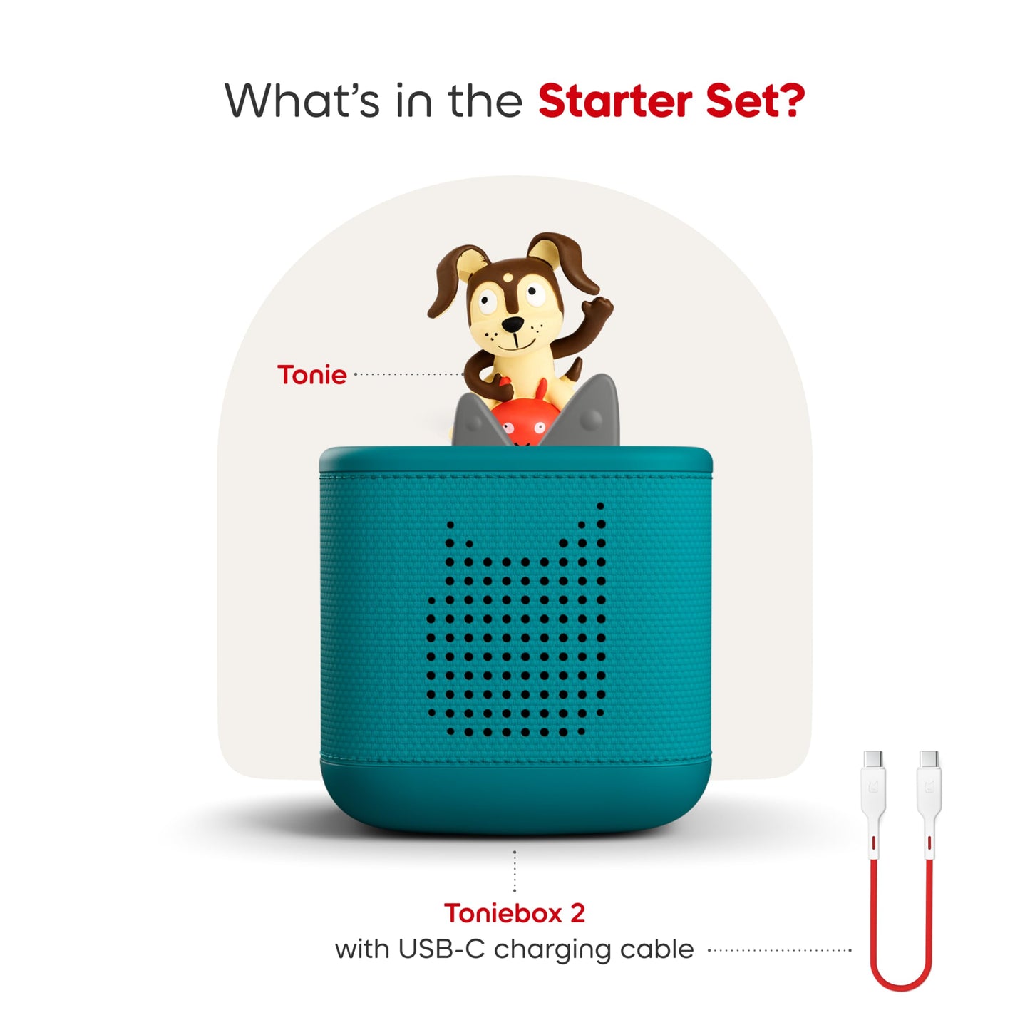 Toniebox 2 Audio Player Starter Set for Kids 1+ with Playtime Puppy - Sunset Red