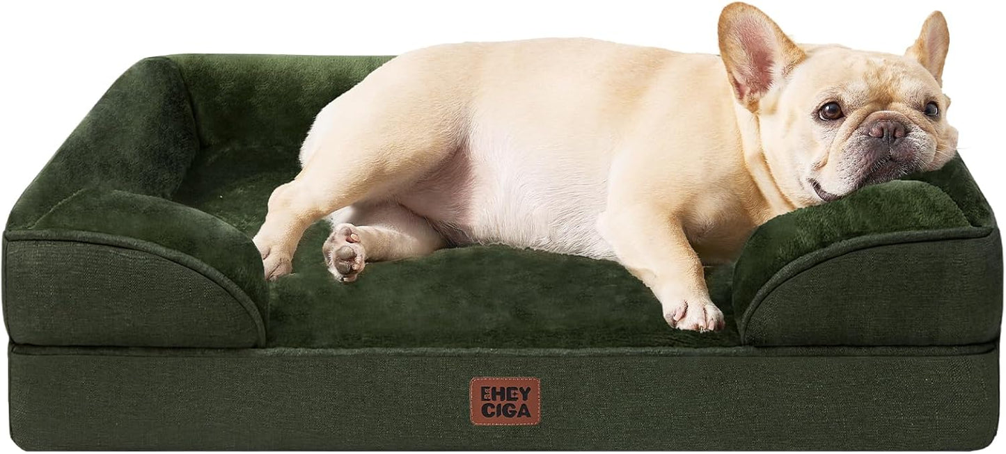 EHEYCIGA Orthopedic Dog Beds for Extra Large Dogs 44x32Inch, Waterproof Memory Foam XL Pet Bed with Sides, Non-Slip and Egg-Crate Foam Big Dog Couch Bed with Washable Removable Cover, Grey