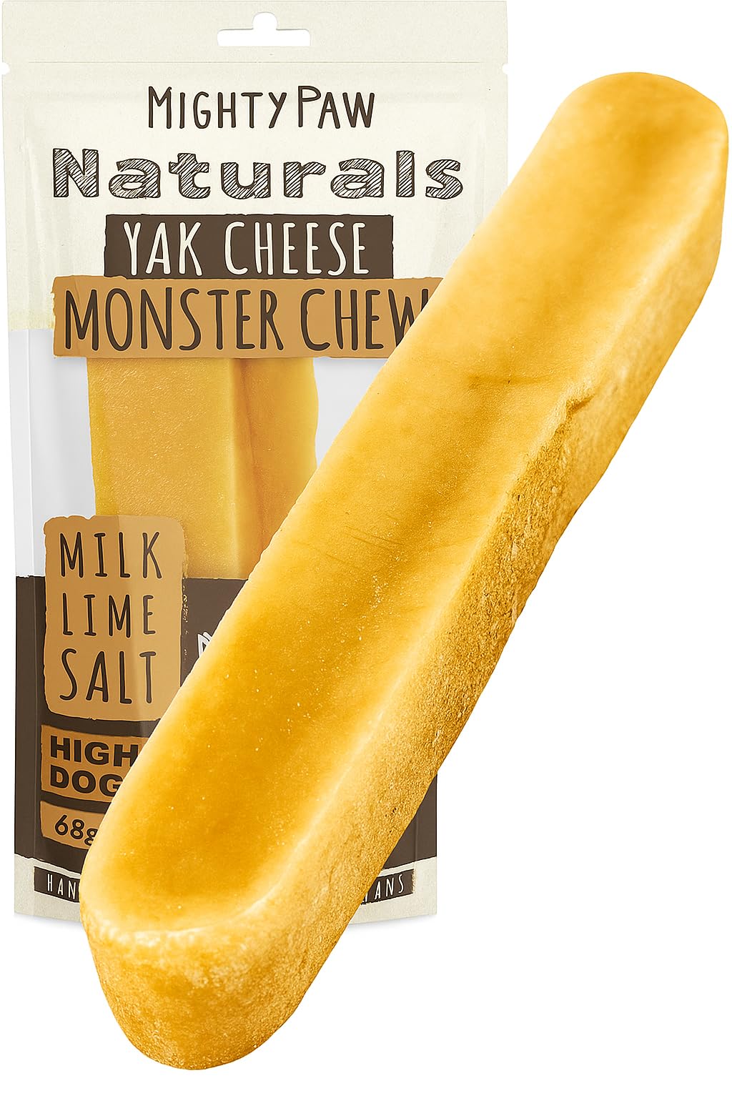 Mighty Paw Yak Cheese Dog Chews – All-Natural Long Lasting Hard Chew for Aggressive Chewers – High Protein, Odor-Free Dog Treat – 3 Ingredient Natural Yak Chews for Large Dogs – (4 Pack)