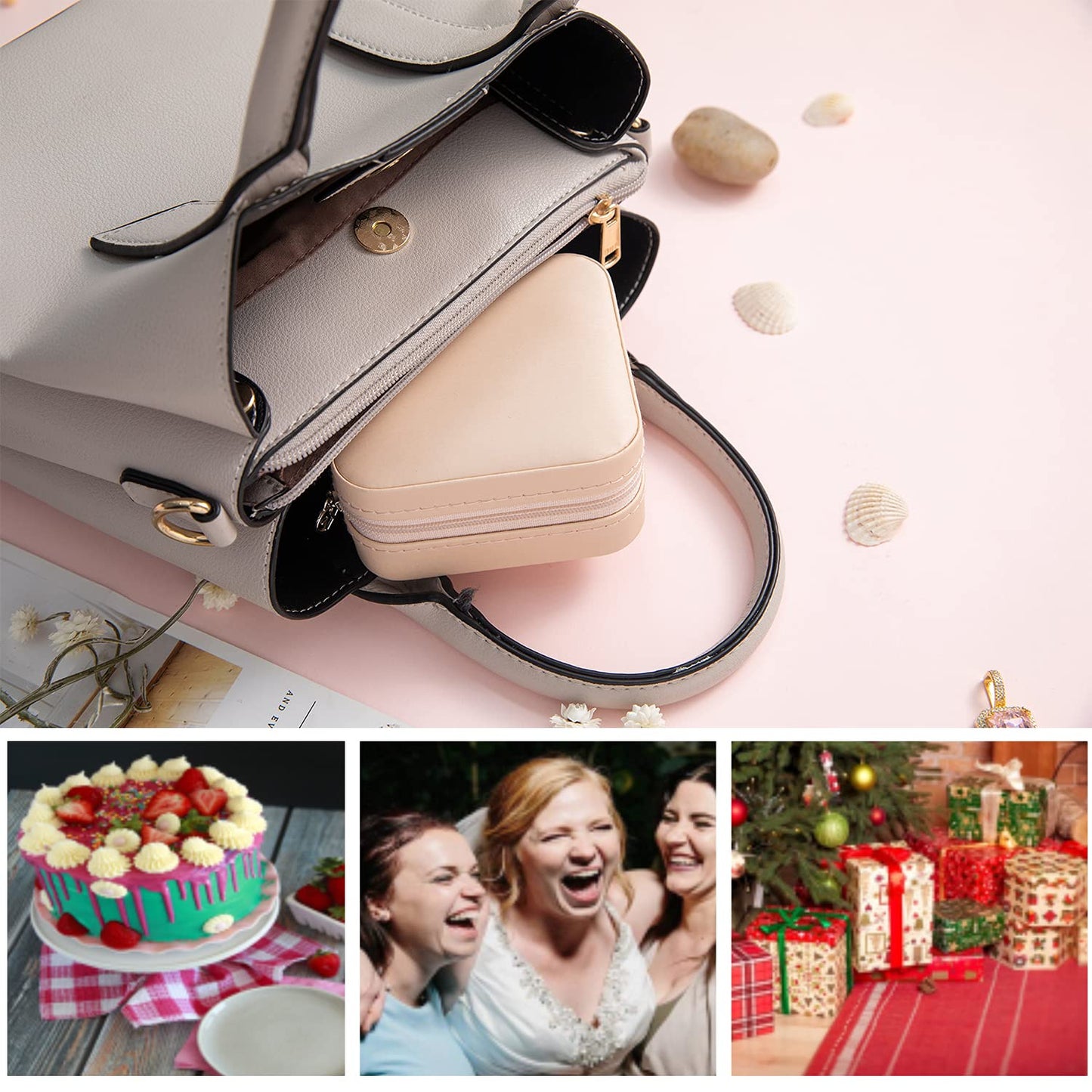 KElofoN Travel jewelry case Travel jewelry box Travel Jewelry Organizer Small box Gift for Girls Women with Mirror(Green)