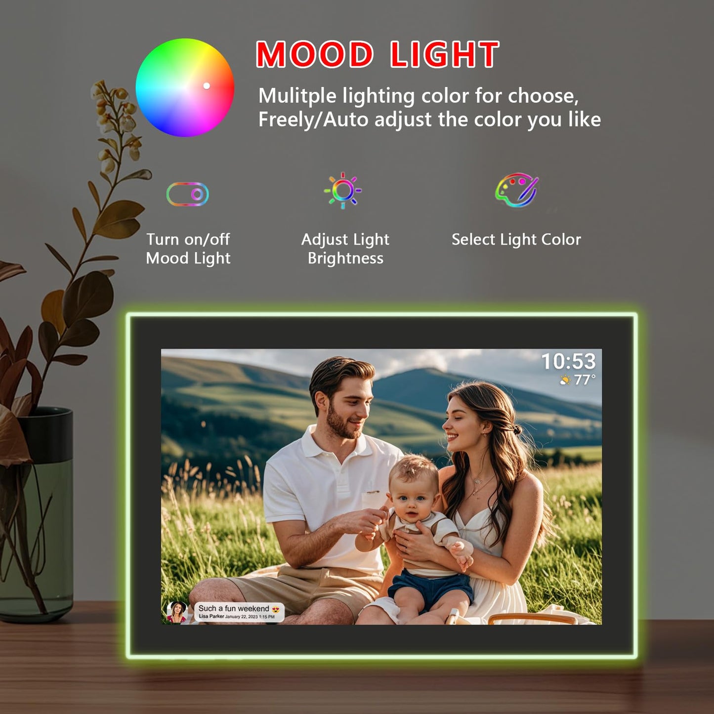 32GB FRAMEO 10.1 Inch Smart WiFi Digital Photo Frame 1280x800 IPS LCD Touch Screen, Auto-Rotate Portrait and Landscape, Built in 32GB Memory, Share Moments Instantly via Frameo App from Anywhere