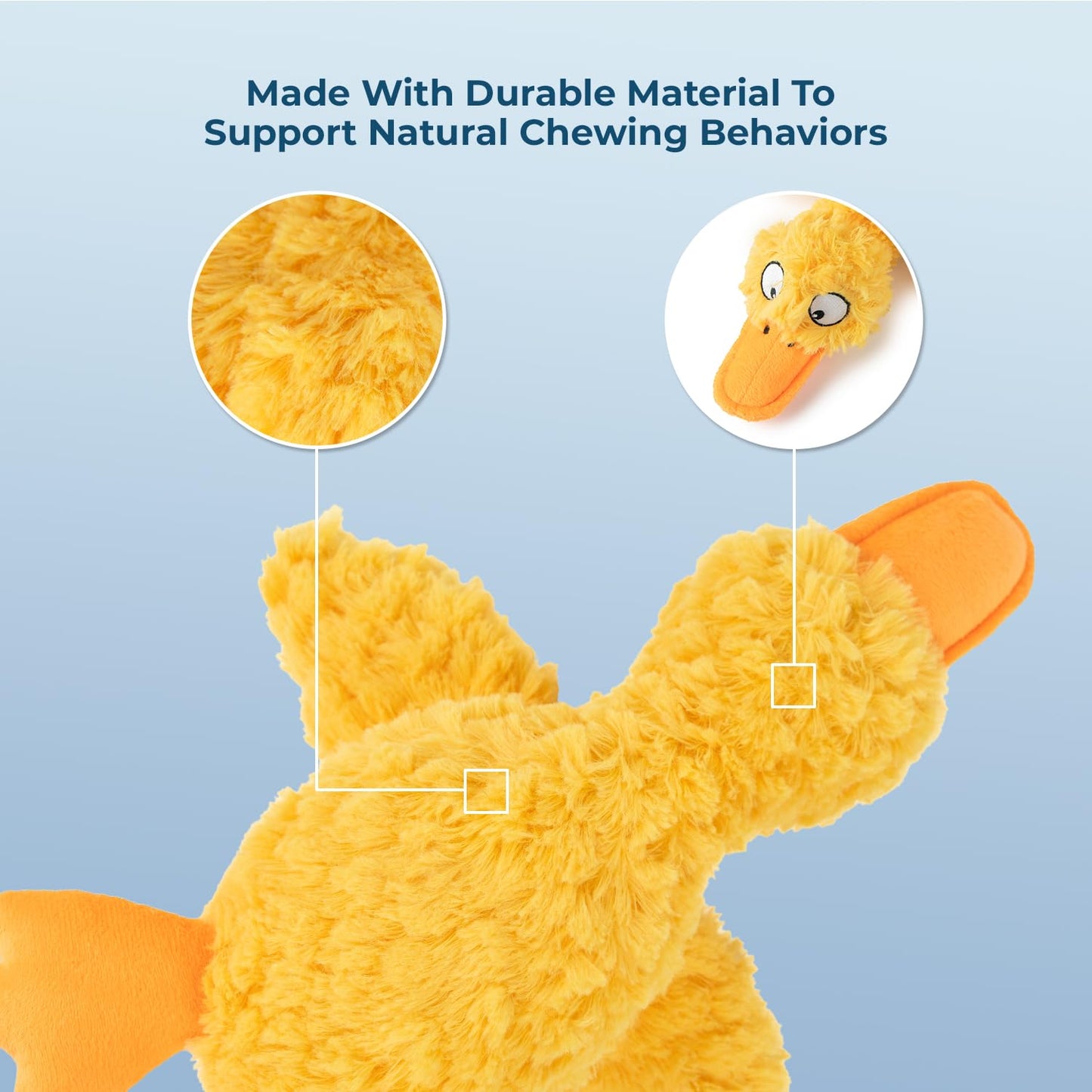 Best Pet Supplies Interactive Squeaky Dog Chew Toy, Ideal Dog Toys for Chewers, Small, Medium & Large Dogs, and Fetch Lovers - Crinkle Duck (Yellow), Large