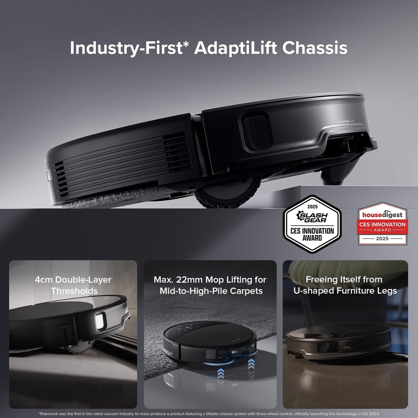 roborock Saros 10R Robot Vacuum and Mop, 22,000 Pa Suction, Zero-Tangling, 3.14’’ Ultra Slim, FlexiArm Riser Technology for Carpet & Floor, Corner & Edge Cleaning, Self-Emptying, Hot Air Drying, Black