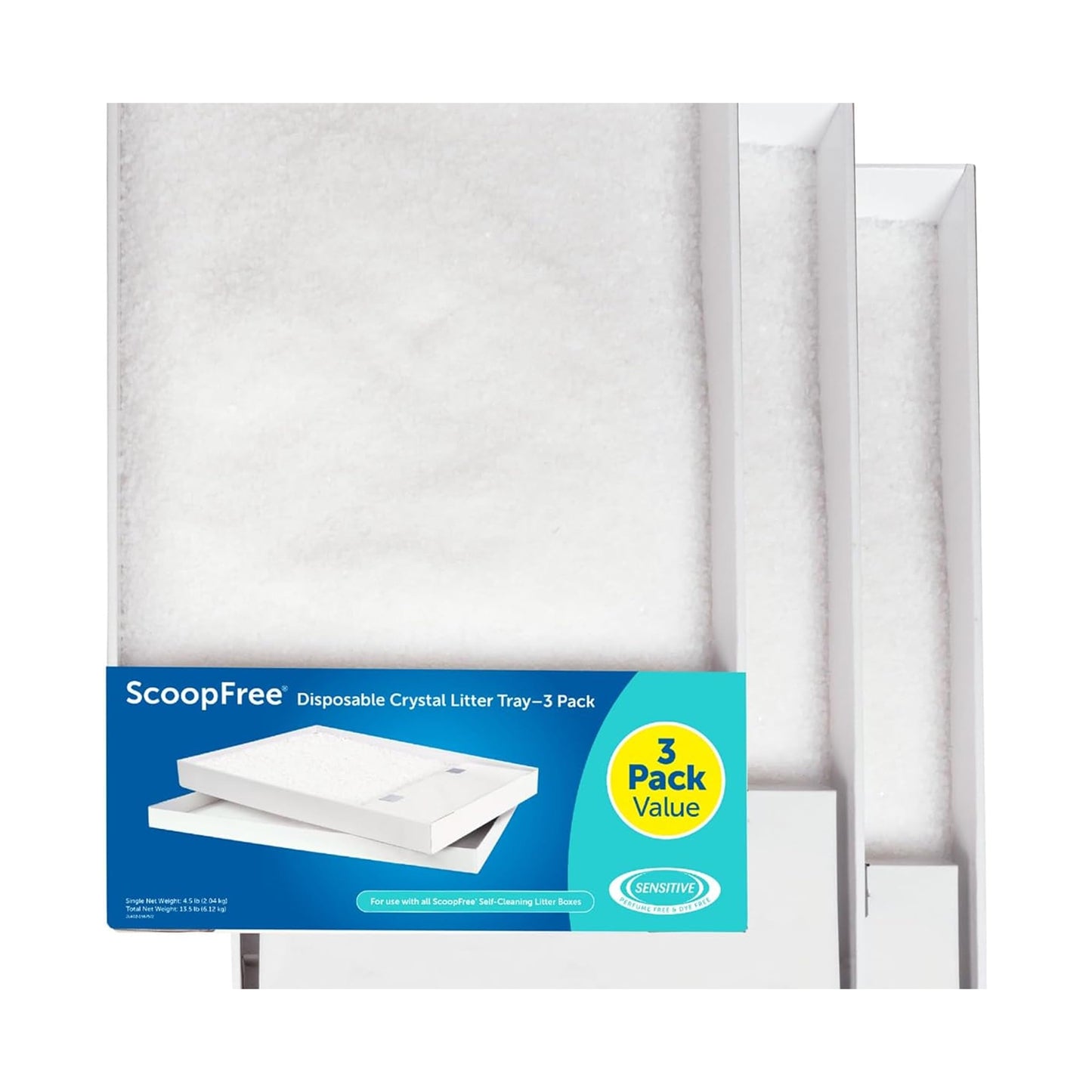 PetSafe ScoopFree Disposable Crystal Cat Litter Tray - Easy Cleaning Box - Refill Tray for Electric Litter Box - Fresh Scent - 4.3 lb Bags - 3 Pack