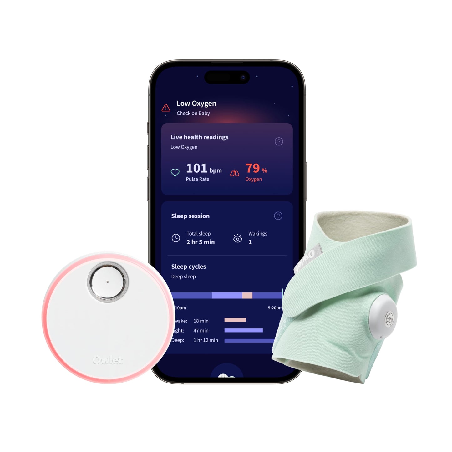 Dream Sock – Smart Wearable Baby Monitor, Infant Pulse Oximeter Tracks Oxygen & Heart Rate | Parents Receive Alerts, Sleep & Health Insights via App | Blue