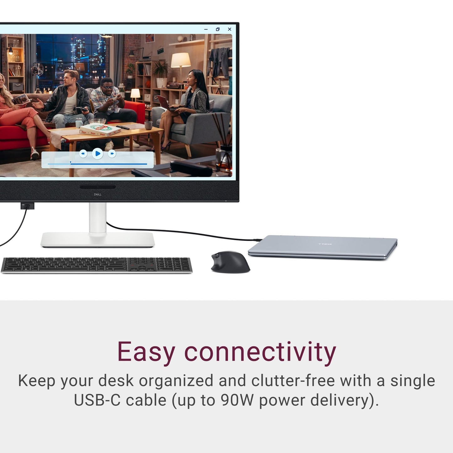 Dell 27 Plus 4K USB-C Monitor - S2725QC - 27-inch 4K (3840 x 2160) 120Hz 16:9 Display, AMD FreeSync Premium, sRGB 99%, Integrated Speakers, 1500:1 Contrast Ratio, Comfortview Plus - Ash White