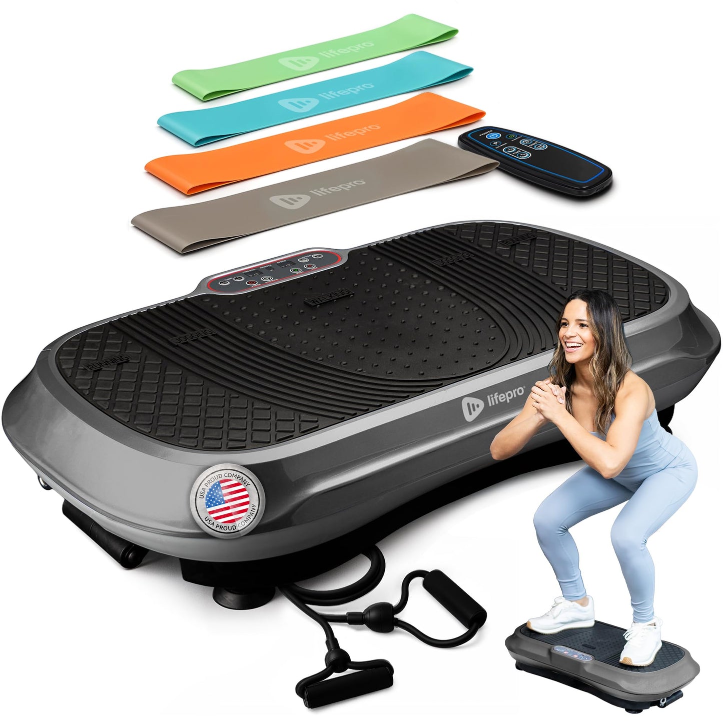 Lifepro Waver Vibration Plate Exercise Machine for Lymphatic Drainage, Muscle Activation, Full-Body Workout Vibrating Platform with Loop Bands, Fitness Equipment for Strength Toning & Fat Loss