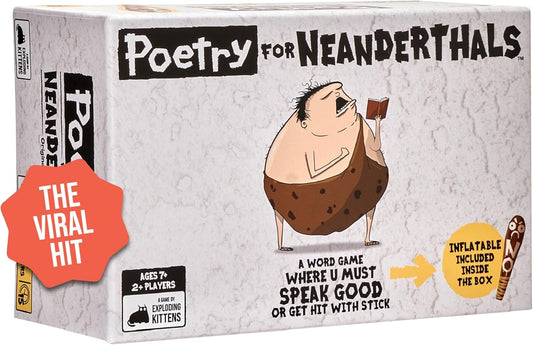 Exploding Kittens Poetry for Neanderthals 2+ Players - Ages 7+ - 15 Minutes to Play - Competitive Word Guessing Game - Party Game, Family Game Night, Kid and Adult Card Game