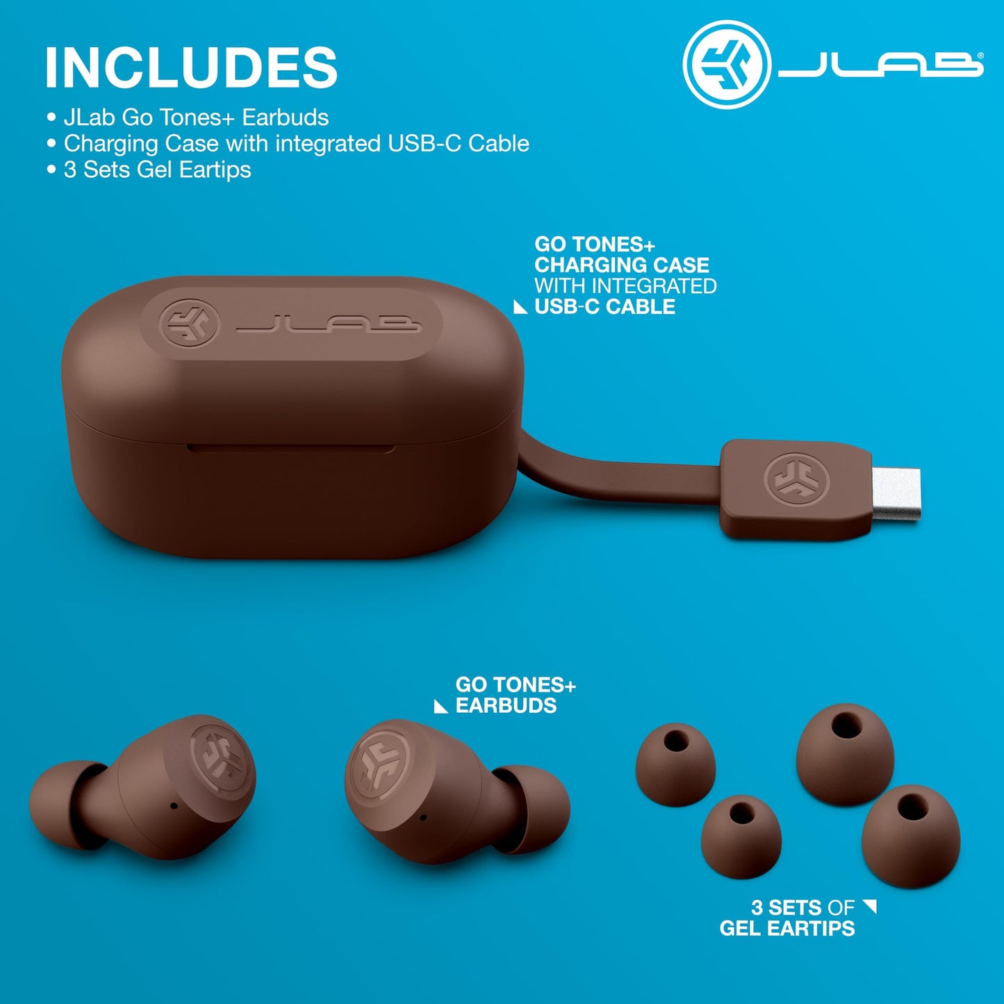JLab Go Air Pop+ True Wireless Earbuds, in Ear Headphones, Bluetooth Earphones, 35H Playtime Ear Buds, Bluetooth Earbuds with Microphone, USB-C Charging Case, Dual Connect, EQ3 Sound, Black