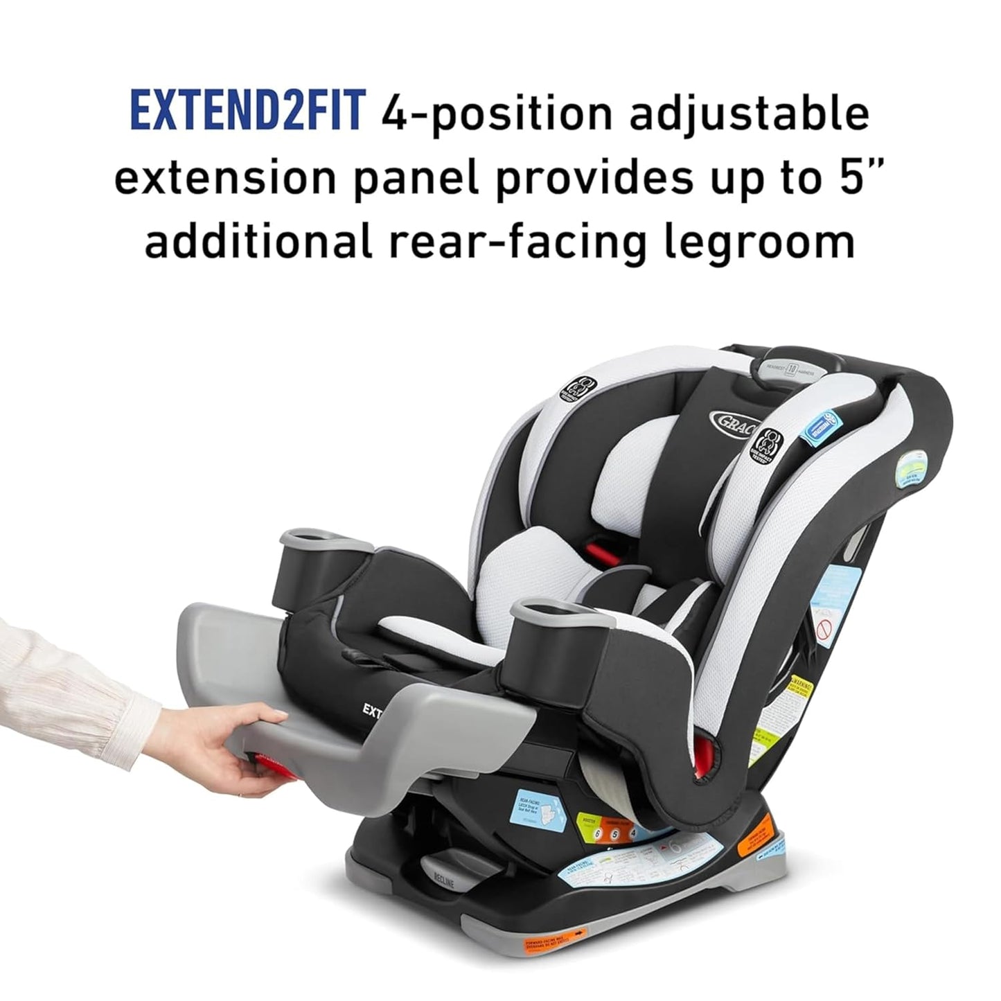 Graco Extend2Fit Convertible Baby Car Seat, Rear and Forward Facing, Adjustable Extension Panel for Extra Legroom, Gotham