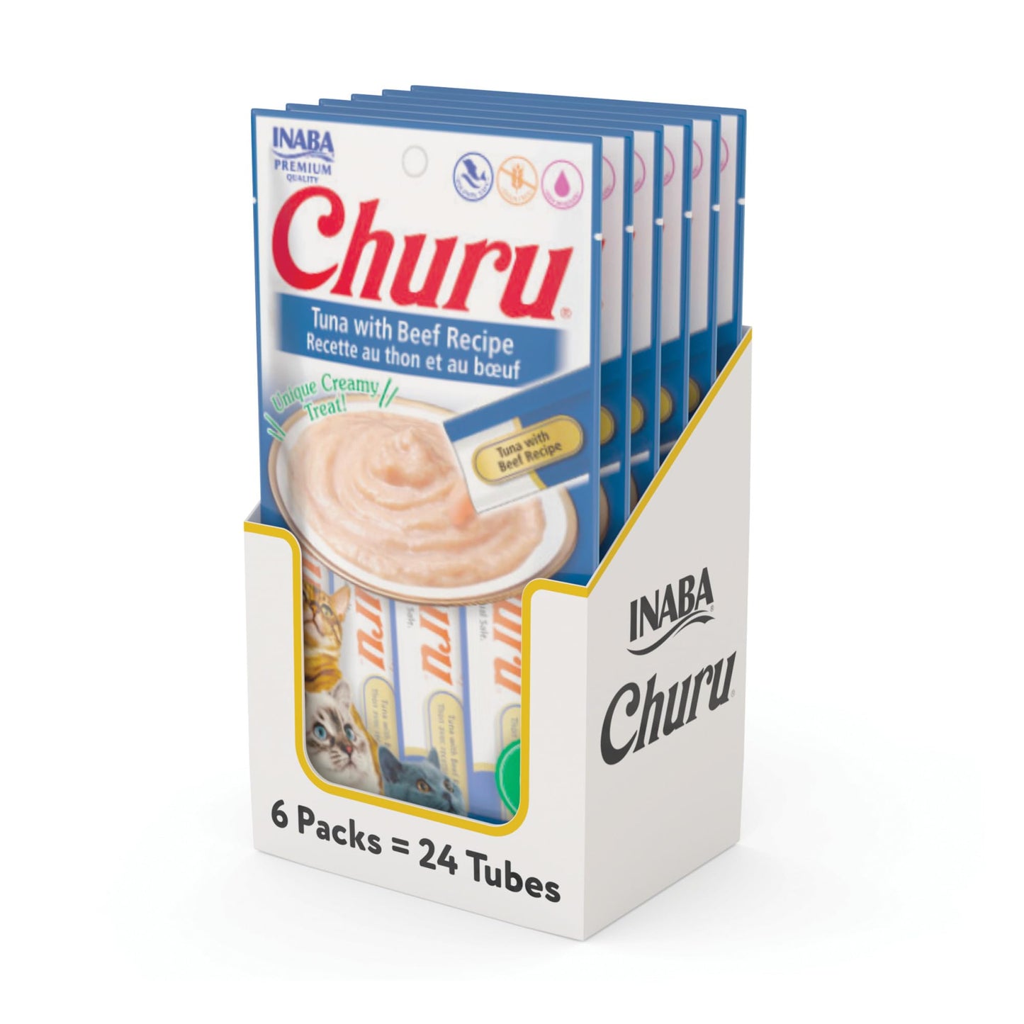 INABA Churu Cat Treats, Grain-Free, Lickable, Squeezable Creamy Purée Cat Treat/Topper, 60 Servings, Chicken Variety Box