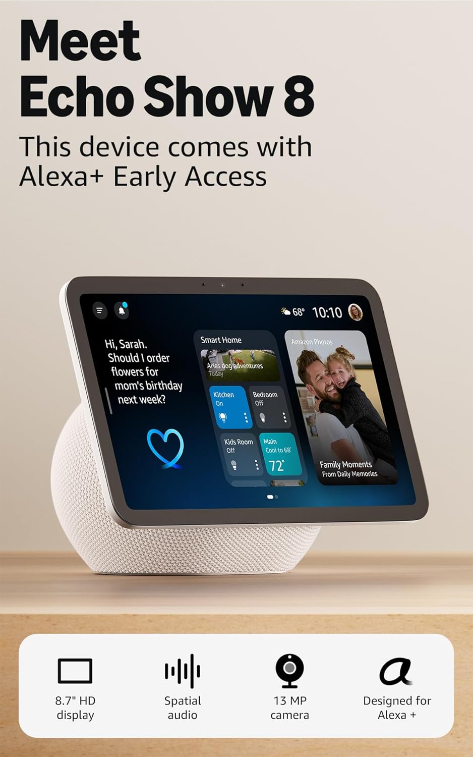 Amazon Echo Show 11 (newest model), Vibrant Full-HD 11" display with more viewing area and spatial audio, with Alexa+ Early Access, Graphite