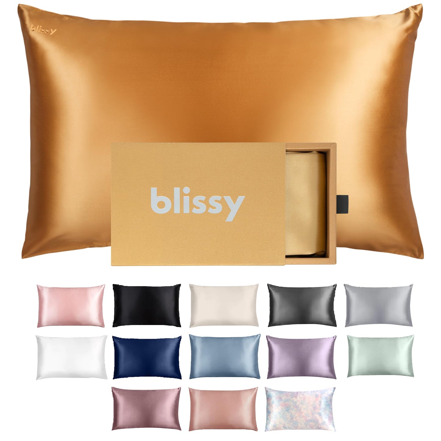 Blissy Silk Pillowcase - 100% Pure Mulberry Silk - 22 Momme 6A High-Grade Fibers - Silk Pillow Cover for Hair & Skin - Regular, Queen & King (Blissy White, Standard)