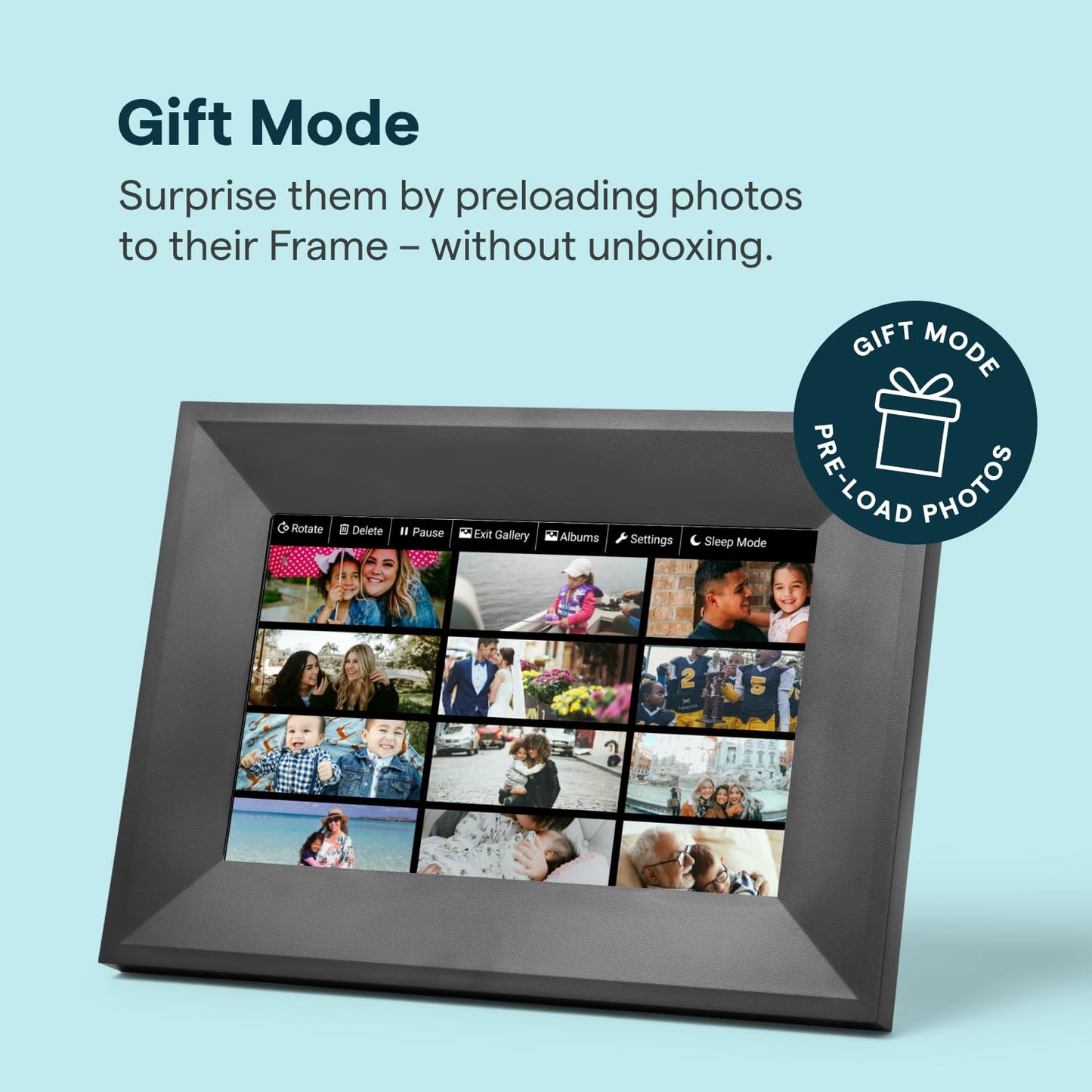 Skylight Frame – WiFi Digital Picture Frame Customer Support, Touch Screen Digital Photo Frame with Easy Setup, Photo Gifts for Parents and Grandparents - 10 Inch Black