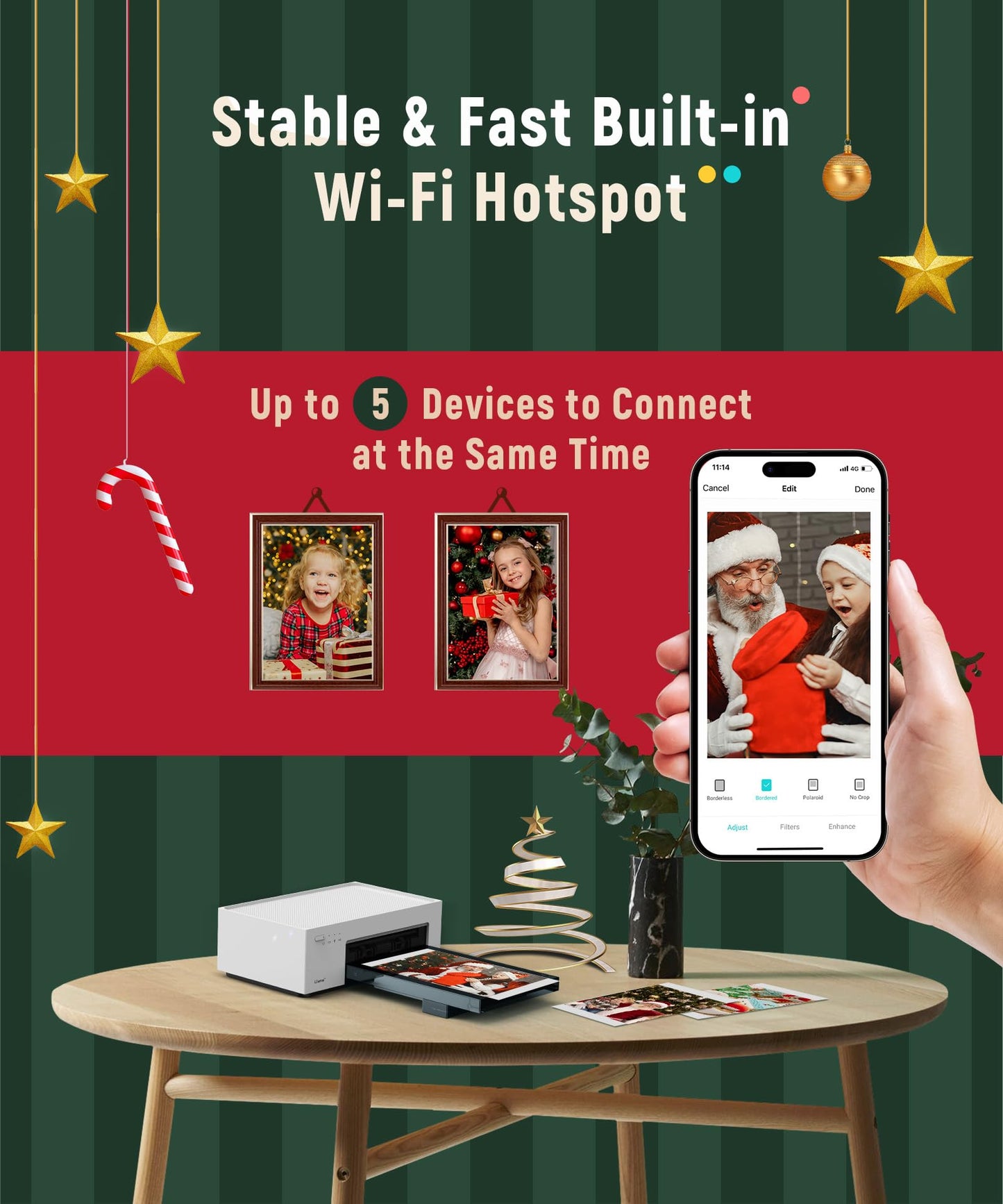 Liene M100 4x6'' Photo Printer, Phone Printer 100 Sheets & 3 Cartridges, Full-Color Photo, Portable Instant Photo Printer for iPhone Android, Thermal Dye Sublimation, Wi-Fi Picture Printer 100 Papers