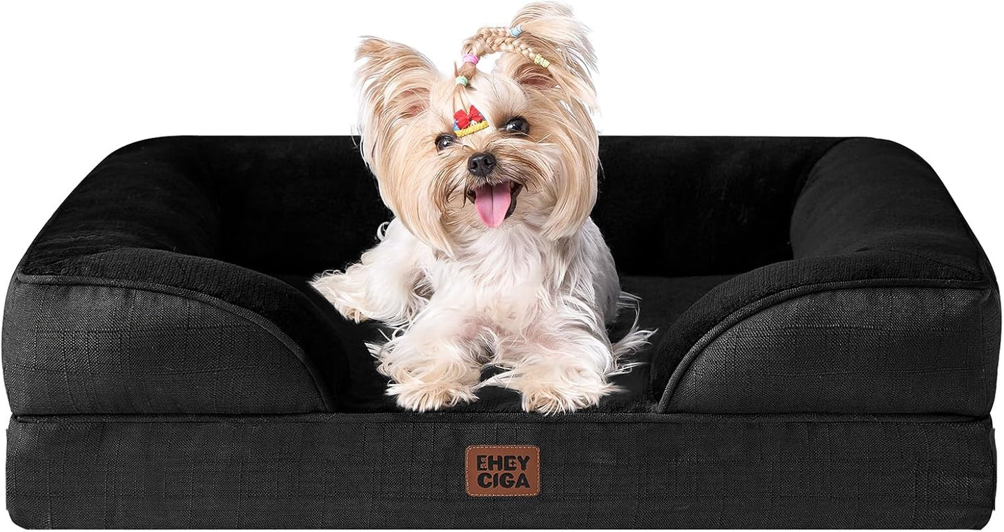 EHEYCIGA Orthopedic Dog Beds for Extra Large Dogs 44x32Inch, Waterproof Memory Foam XL Pet Bed with Sides, Non-Slip and Egg-Crate Foam Big Dog Couch Bed with Washable Removable Cover, Grey