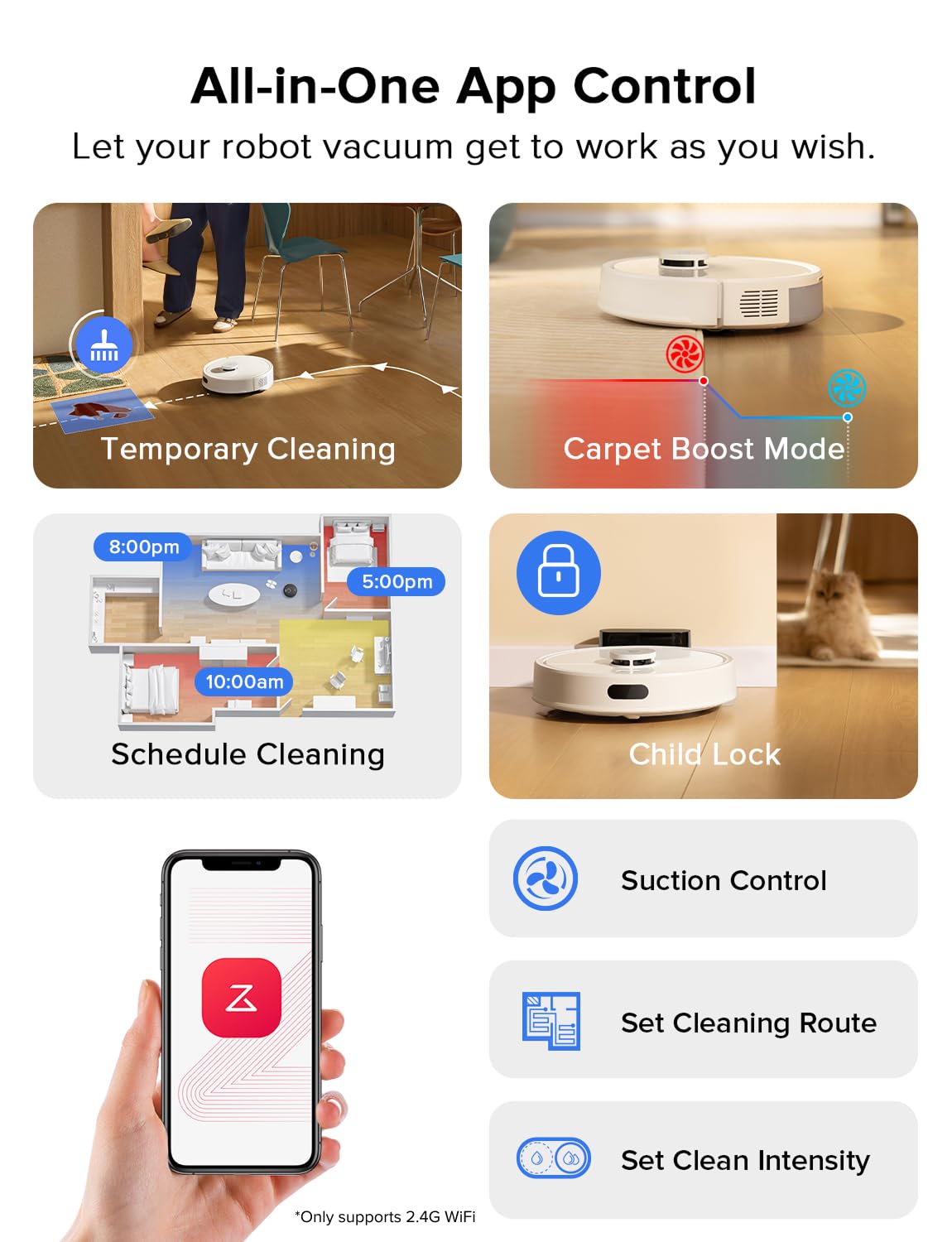 roborock Q10 S5+ Robot Vacuum and Mop, 10,000Pa Suction, Upgraded from Q8 max+, 70 Days Self-Emptying, Obstacle Avoidance, Sonic Mopping, Dual Anti-Tangle Design, Auto Mop Lifting, Ideal for Pet Hair