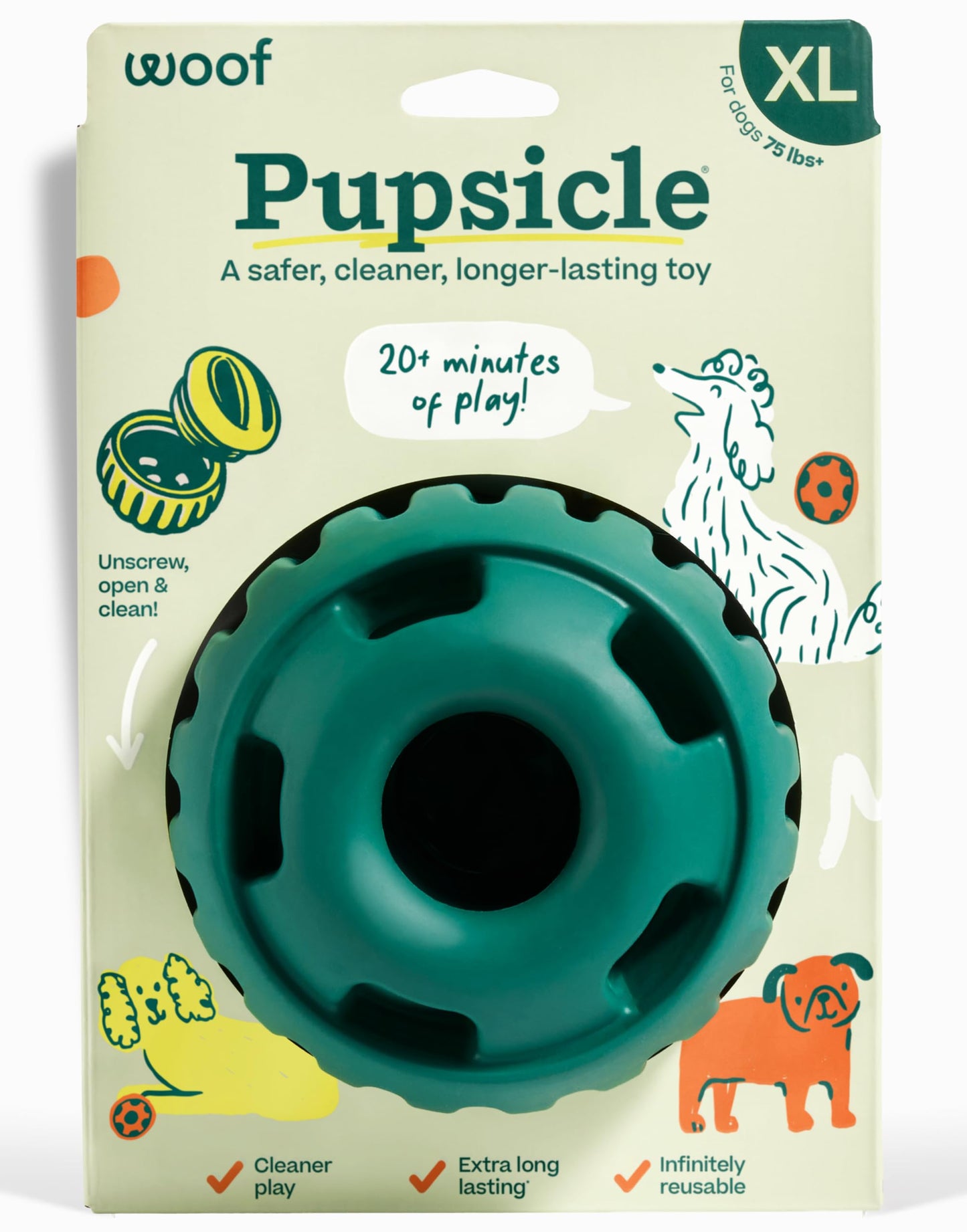 WOOF Pupsicle - Long-Lasting Interactive Dog Toy to Keep Your Pup Busy and Distracted - Safe for Dogs - Low-Mess Design - Dog Toys for Medium and Large Dogs 25-75 lbs