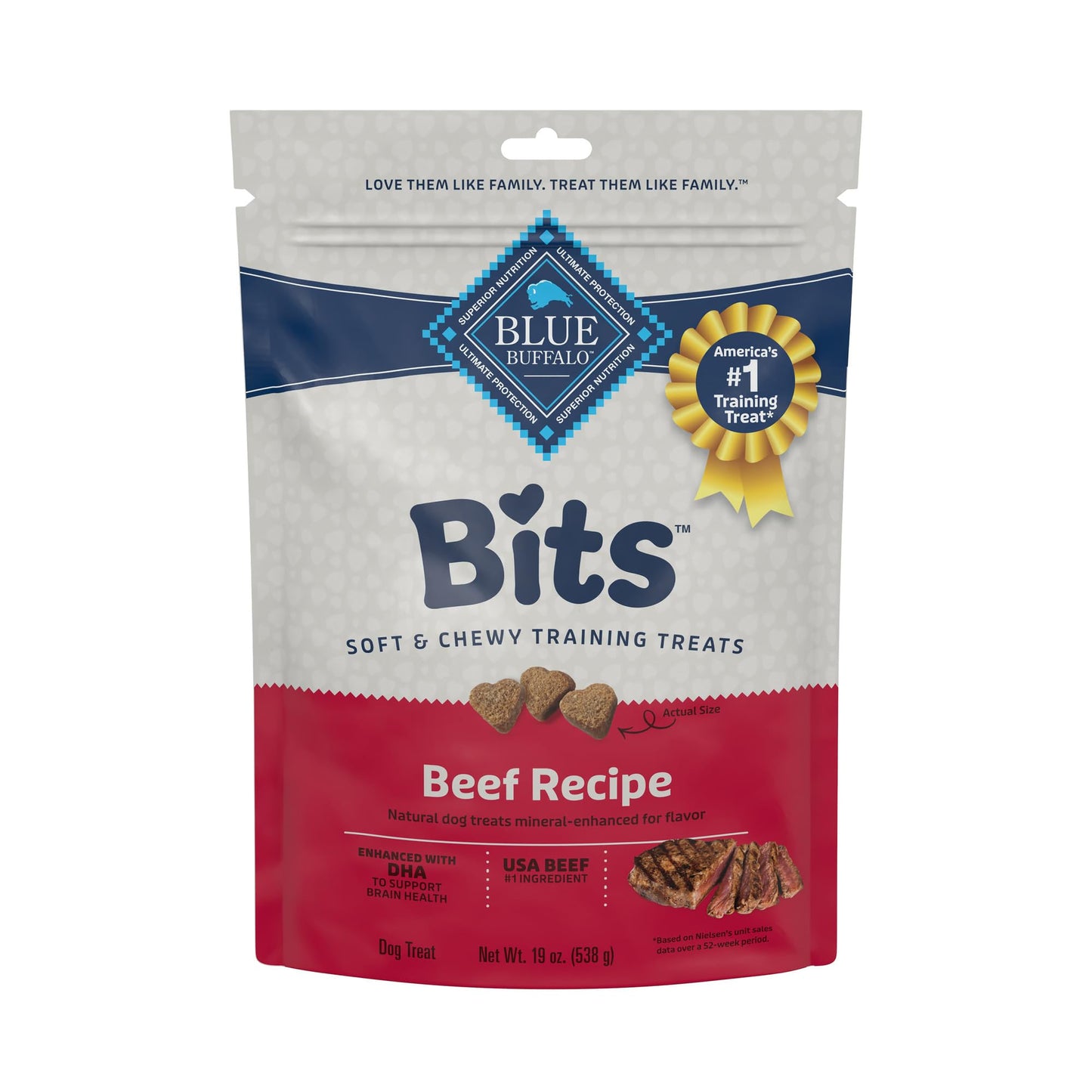 Blue Buffalo Bits Soft Dog Treats for Training, Made With Natural Ingredients & Enhanced with DHA, Chicken Recipe, 19-oz Bag