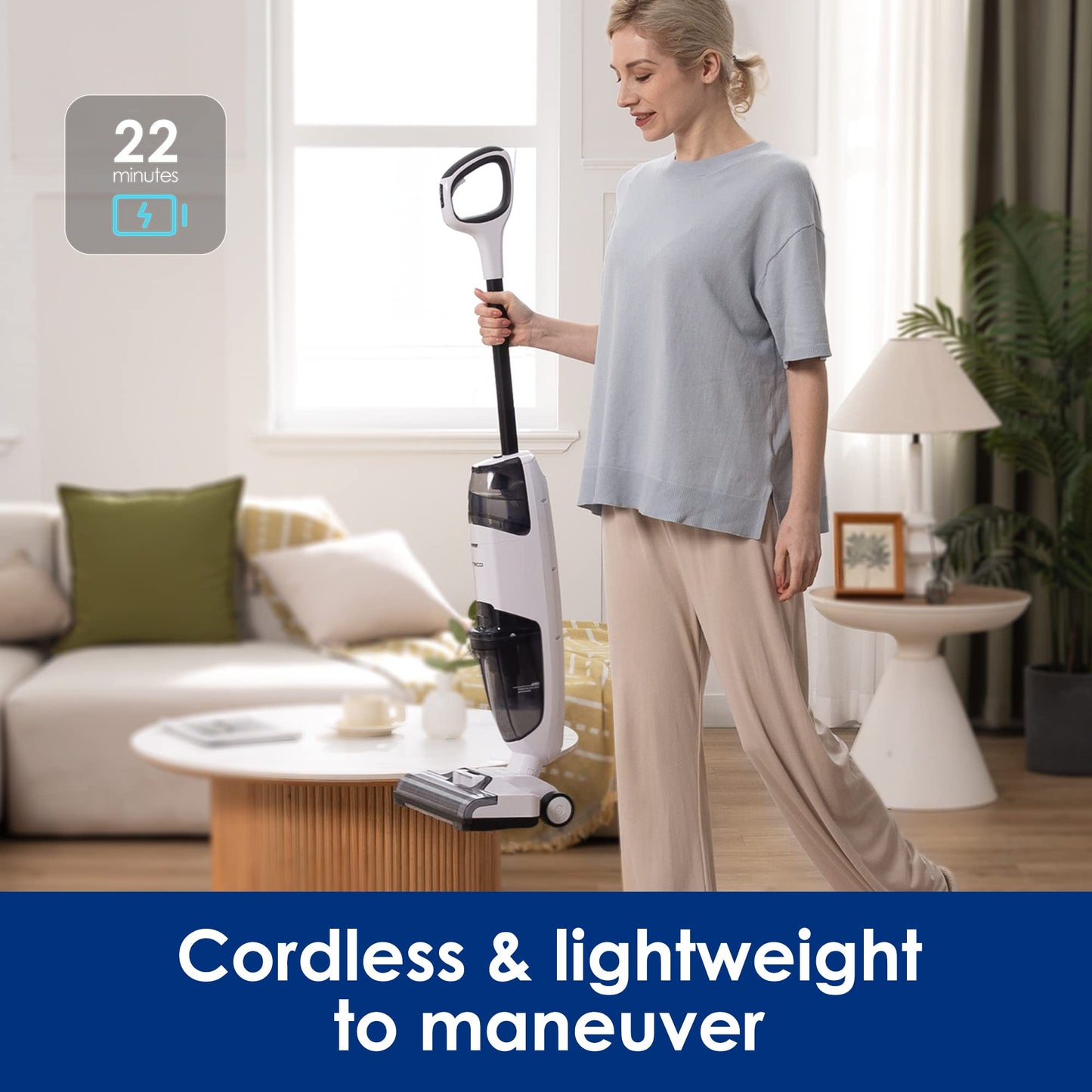 Tineco iFLOOR 3 Breeze Complete Wet Dry Vacuum Cordless Floor Cleaner and Mop One-Step Cleaning for Hard Floors