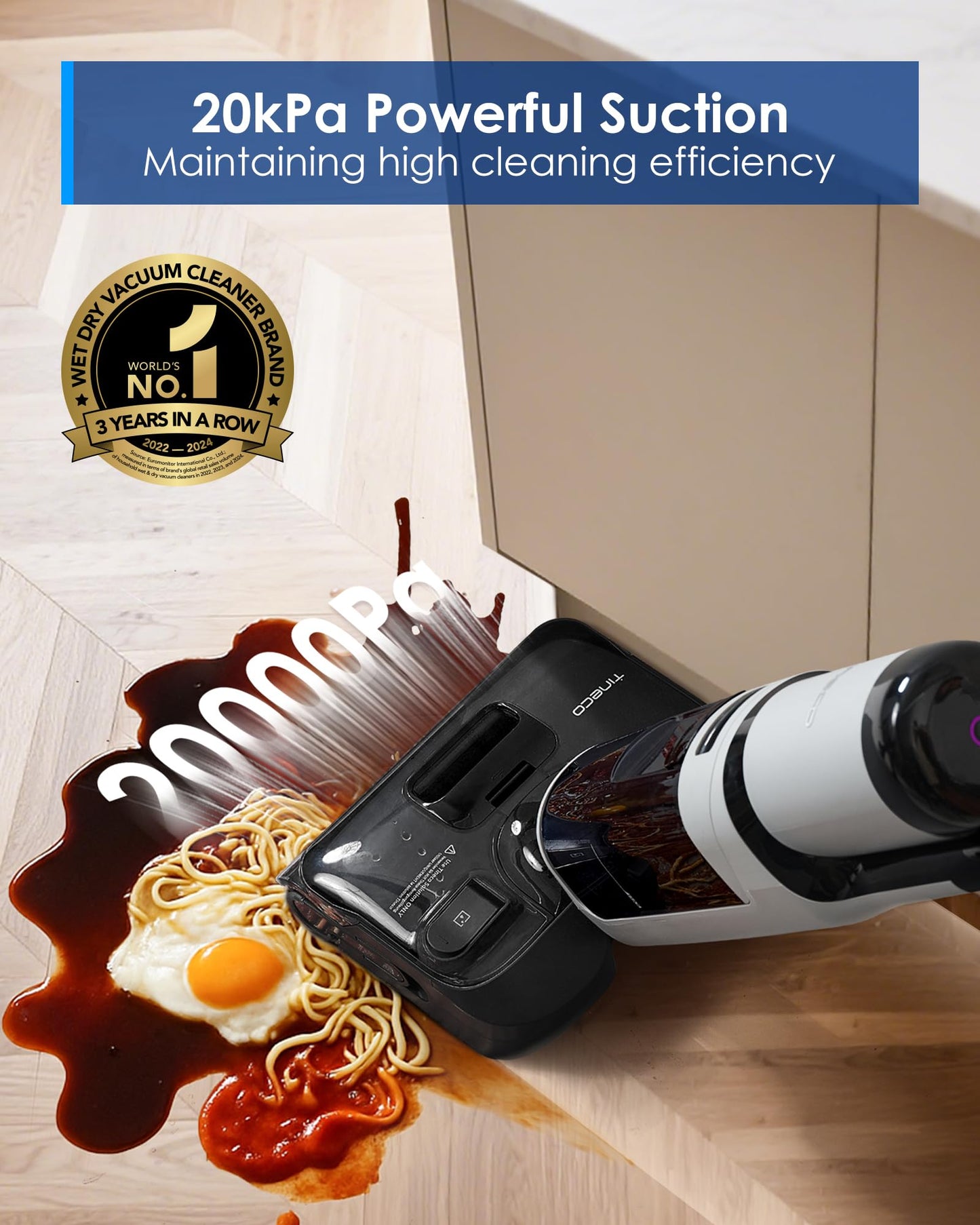 Tineco iFLOOR 3 Breeze Complete Wet Dry Vacuum Cordless Floor Cleaner and Mop One-Step Cleaning for Hard Floors