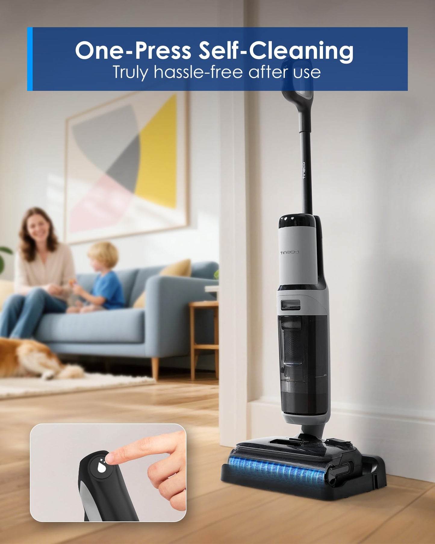Tineco iFLOOR 3 Breeze Complete Wet Dry Vacuum Cordless Floor Cleaner and Mop One-Step Cleaning for Hard Floors