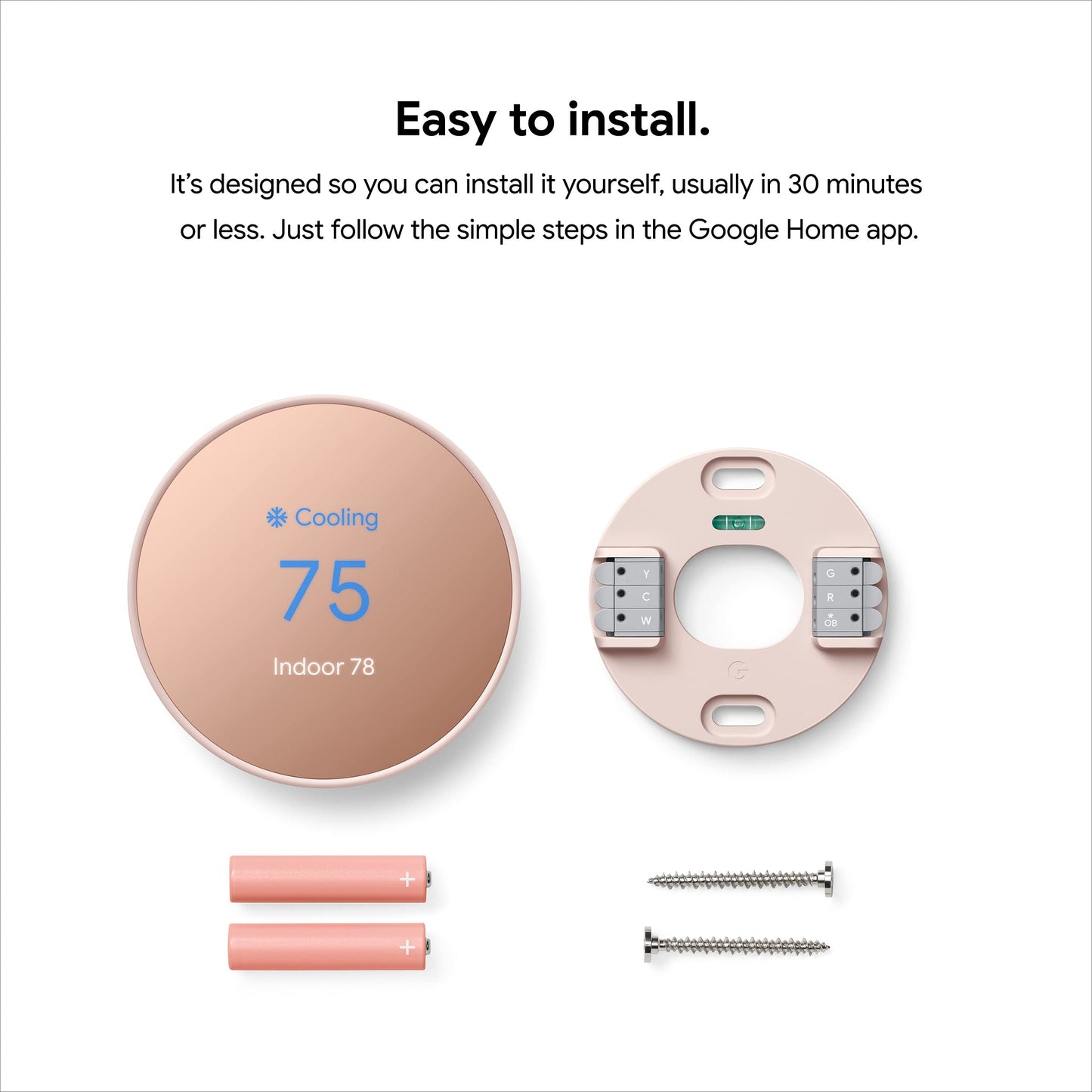 Google Nest Thermostat - Smart Thermostat for Home - Programmable Wifi Thermostat - Snow
