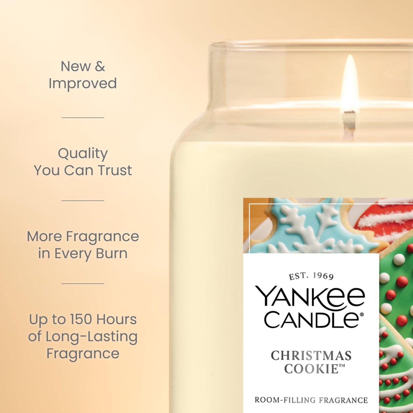 Yankee Candle Christmas Cookie, Scented Candle, 22oz Large Jar with up to 150 Hour Burn Time, Giftable, Holidays
