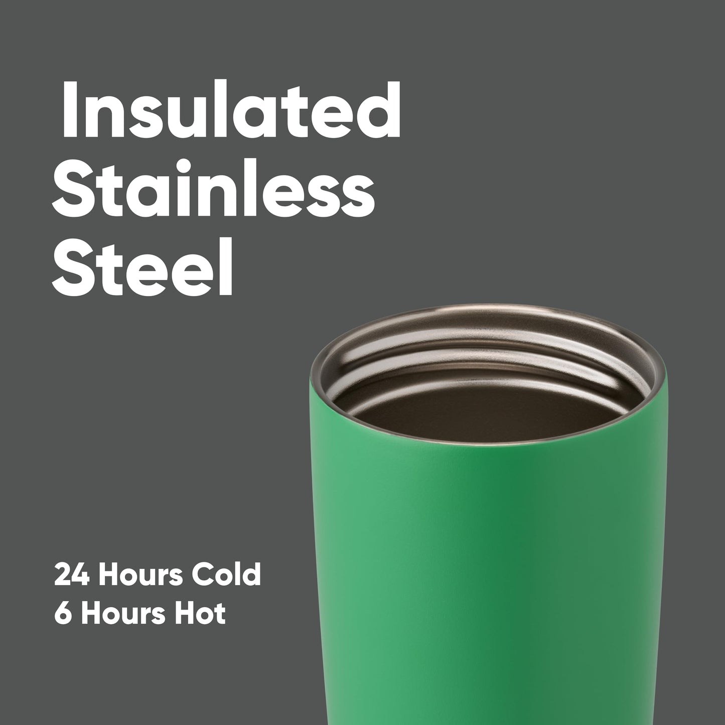 Owala SmoothSip Slider Insulated Stainless Steel Coffee Tumbler, Reusable Iced Coffee Cup, Hot Coffee Travel Mug, BPA Free 12 oz, Grey/Green (Sour Apple)