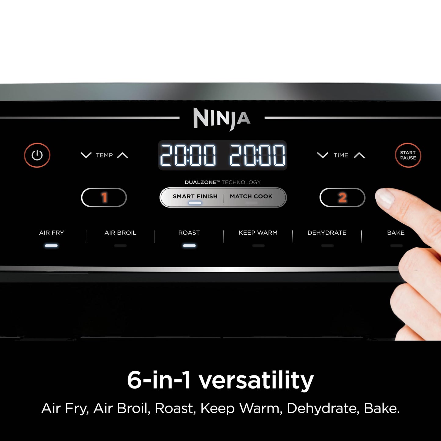 Ninja DZ401 Foodi 10 Quart 6-in-1 DualZone XL 2-Basket Air Fryer with 2 Independent Frying Baskets, Match Cook & Smart Finish to Roast, Broil, Dehydrate for Quick, Easy Family-Sized Meals, Grey