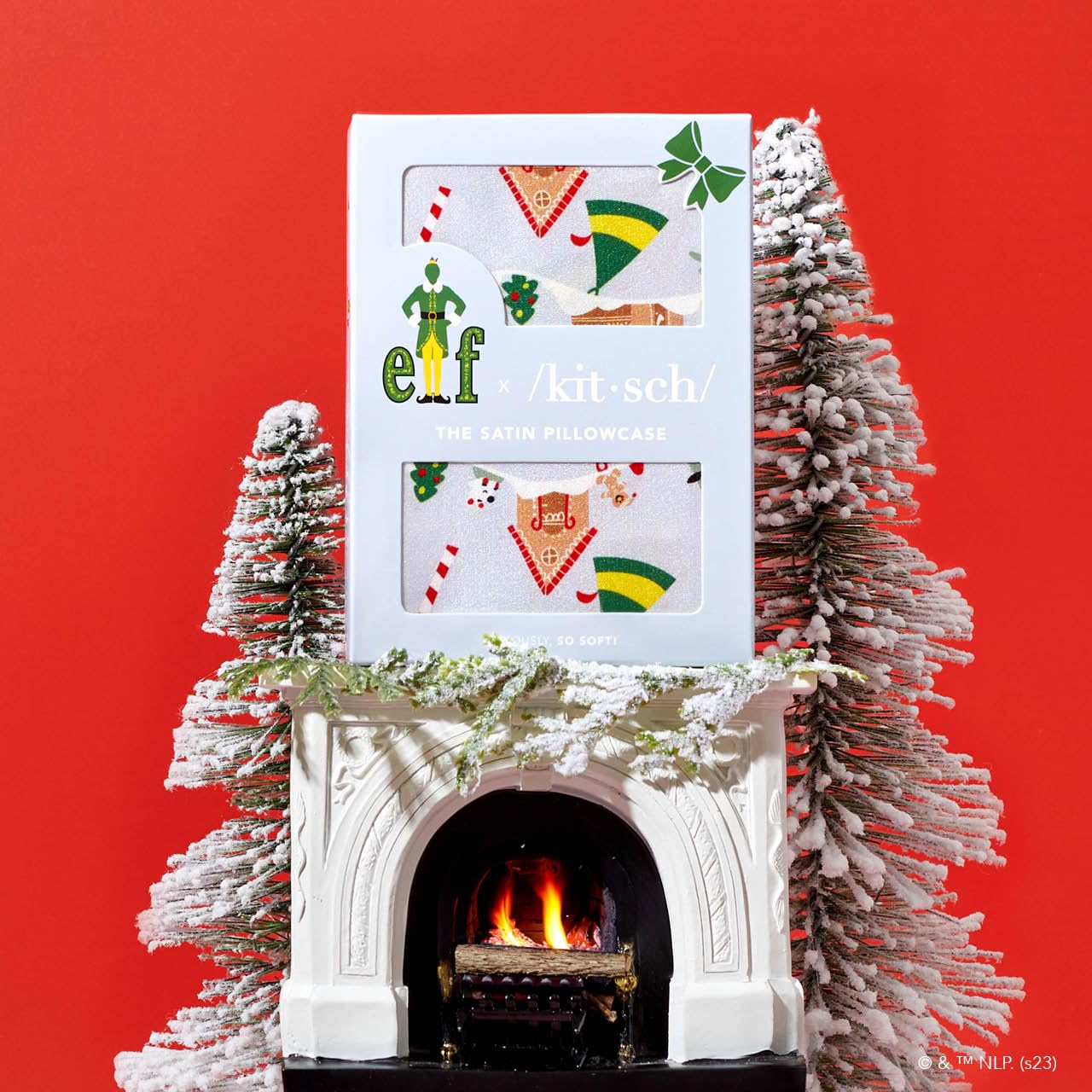 Kitsch x Elf North Pole - Satin Pillowcase with Zipper for Hair & Skin – Softer Than Silk, Cooling Pillow case, Wrinkle-Free, Machine Washable, Queen/Standard (19x26)