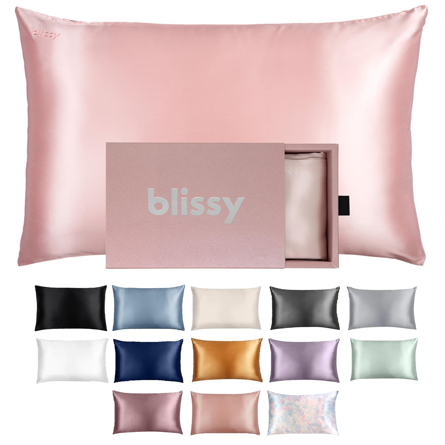 Blissy Silk Pillowcase - 100% Pure Mulberry Silk - 22 Momme 6A High-Grade Fibers - Silk Pillow Cover for Hair & Skin - Regular, Queen & King (Blissy White, Standard)