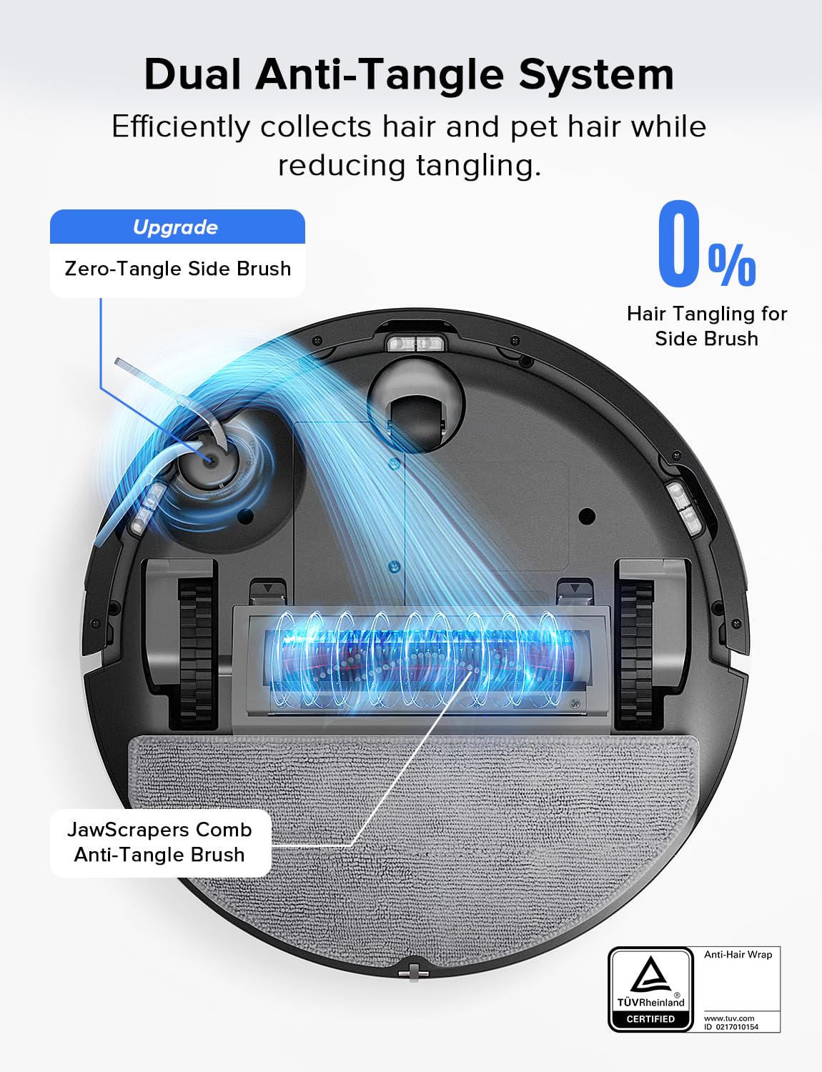 roborock Q10 S5+ Robot Vacuum and Mop, 10,000Pa Suction, Upgraded from Q8 max+, 70 Days Self-Emptying, Obstacle Avoidance, Sonic Mopping, Dual Anti-Tangle Design, Auto Mop Lifting, Ideal for Pet Hair