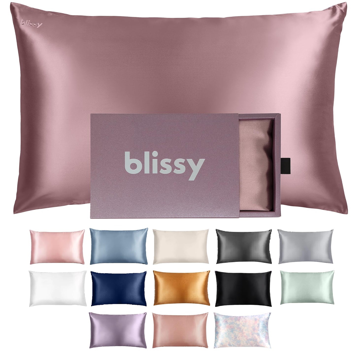 Blissy Silk Pillowcase - 100% Pure Mulberry Silk - 22 Momme 6A High-Grade Fibers - Silk Pillow Cover for Hair & Skin - Regular, Queen & King (Blissy White, Standard)