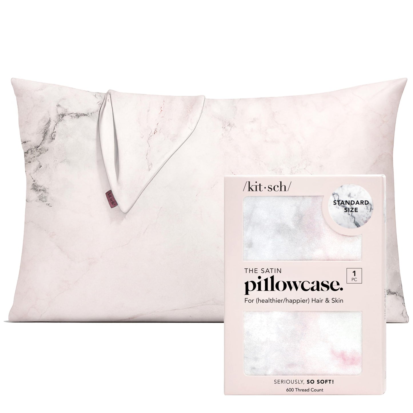 Kitsch Satin Pillowcase, Softer Than Silk Pillow Cases Queen, Cooling Pillow Covers, Satin Pillowcase w/Zipper for Hair, Skin & Quality Sleep, Wrinkle-Free & Smooth, Queen Size 19"x26", Cherry Print